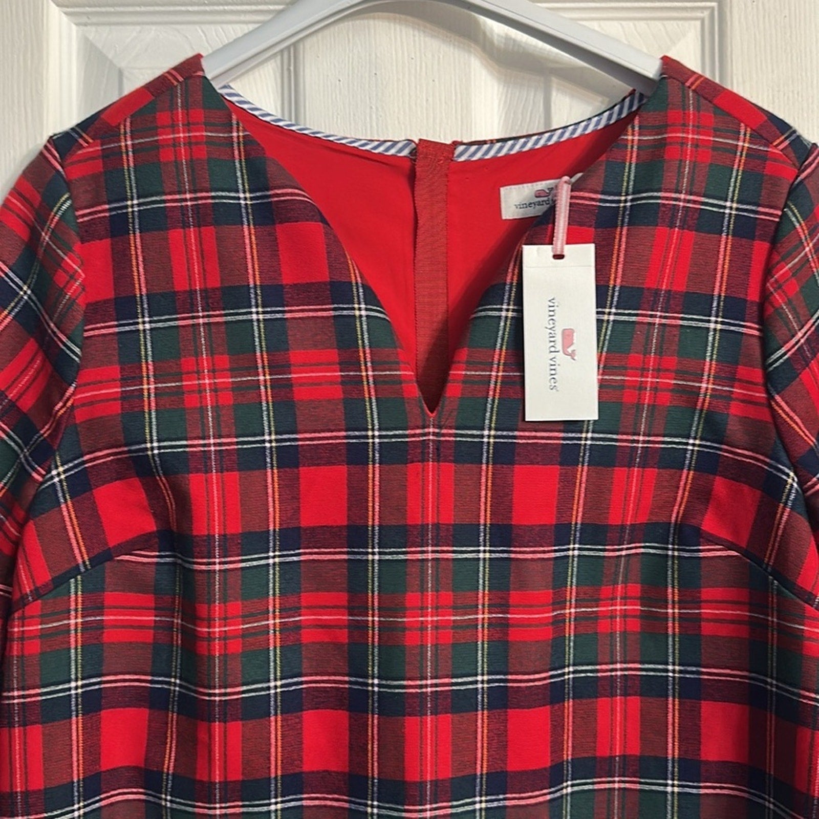 NWT Vineyard Vines Jolly Plaid Greenwich Flutter Sleeve Shift Dress - size 12