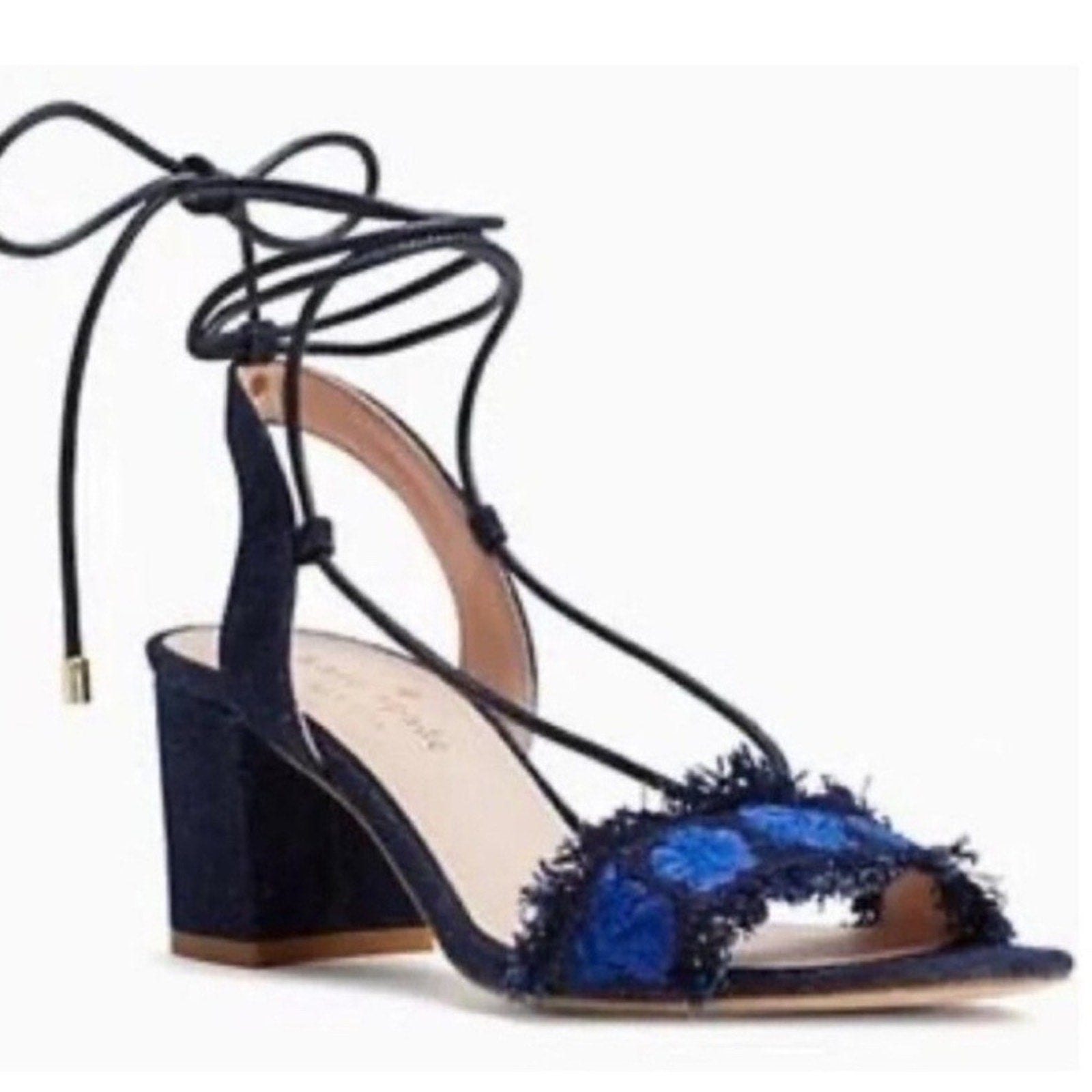 Kate Spade Wes Denim Block Heel Sandals - size 8.5