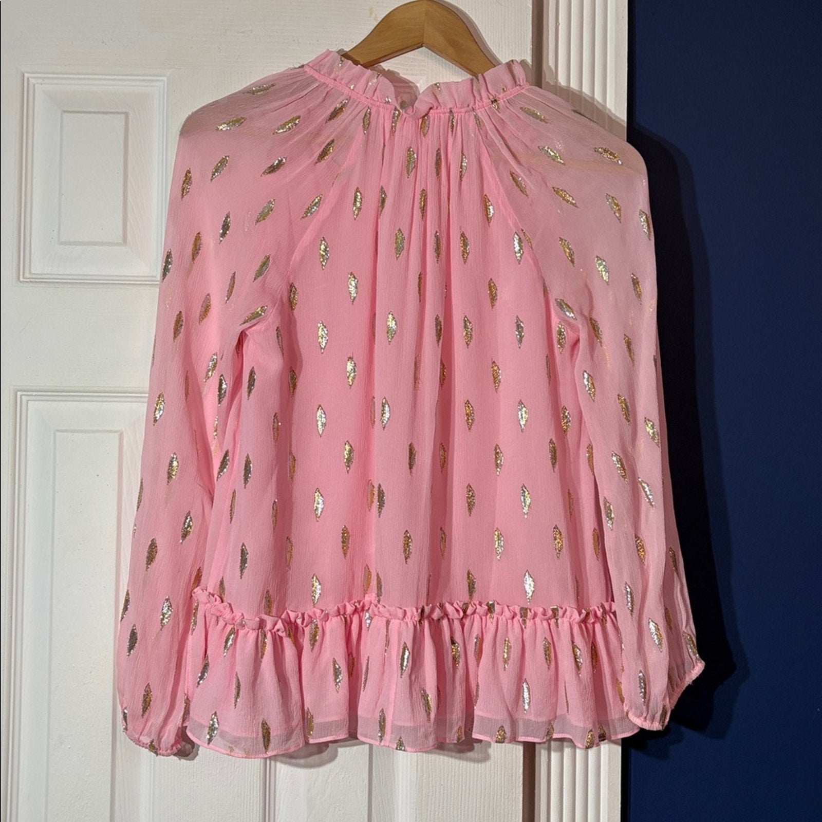LILLY PULITZER Silk Savanna Top In Pink Tropics Tint Diamond Metallic Clip - XS