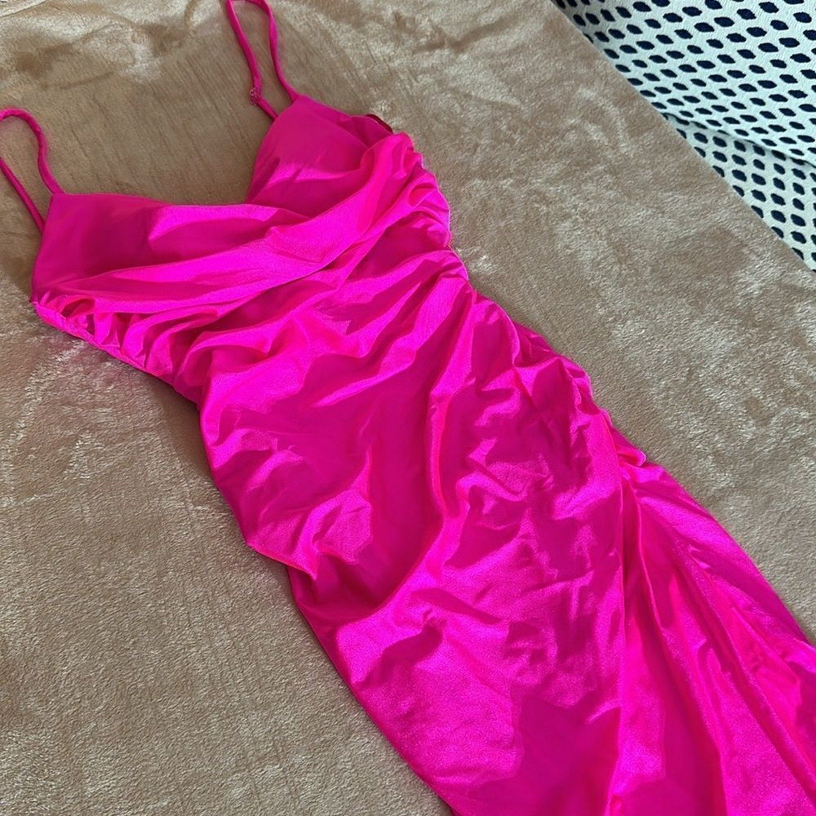 NEW La Femme Neon Dress With Ruching And Strappy Back 29020 - size 6