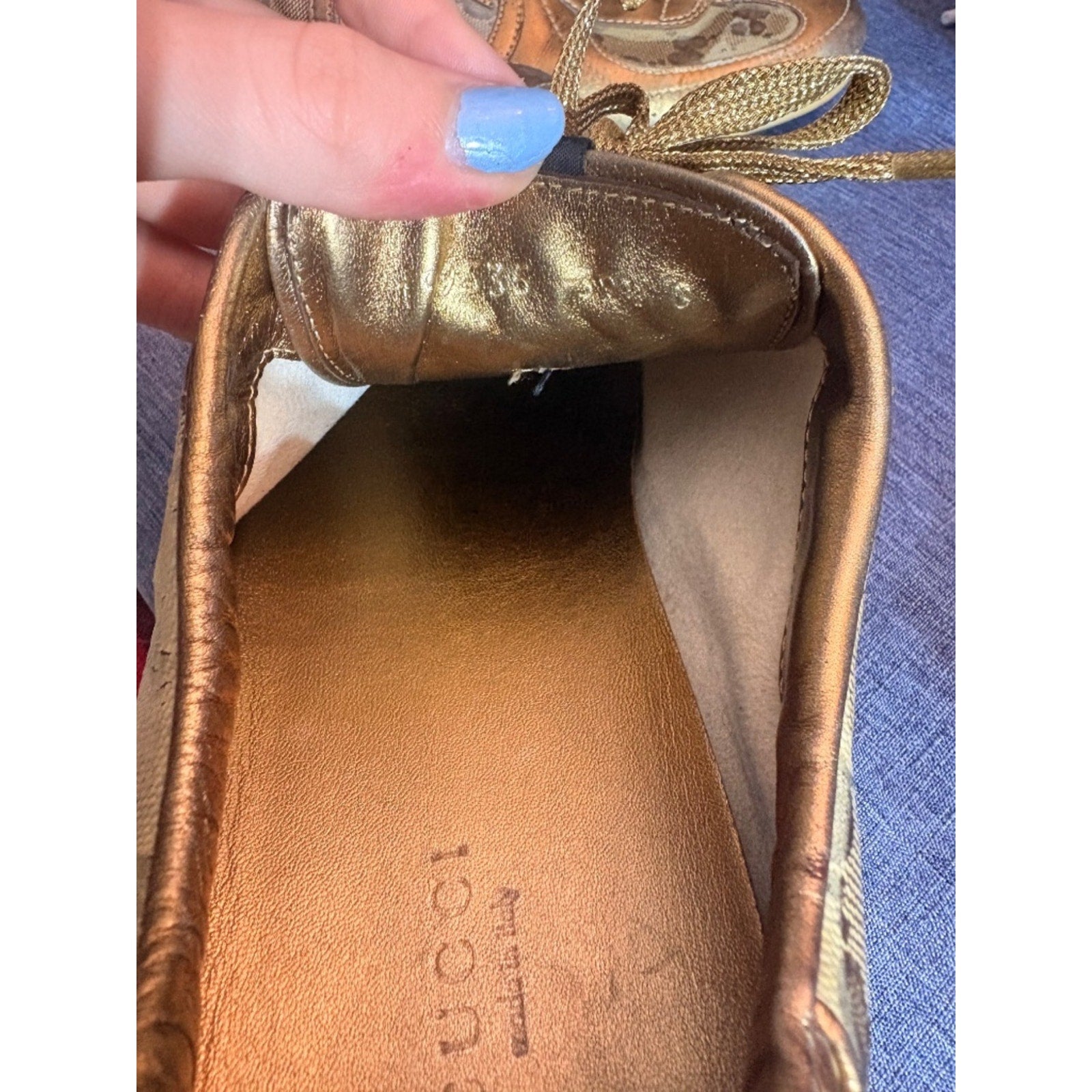 Vintage Gucci Gold Low Top Sneakers GG Monogram - 9.5