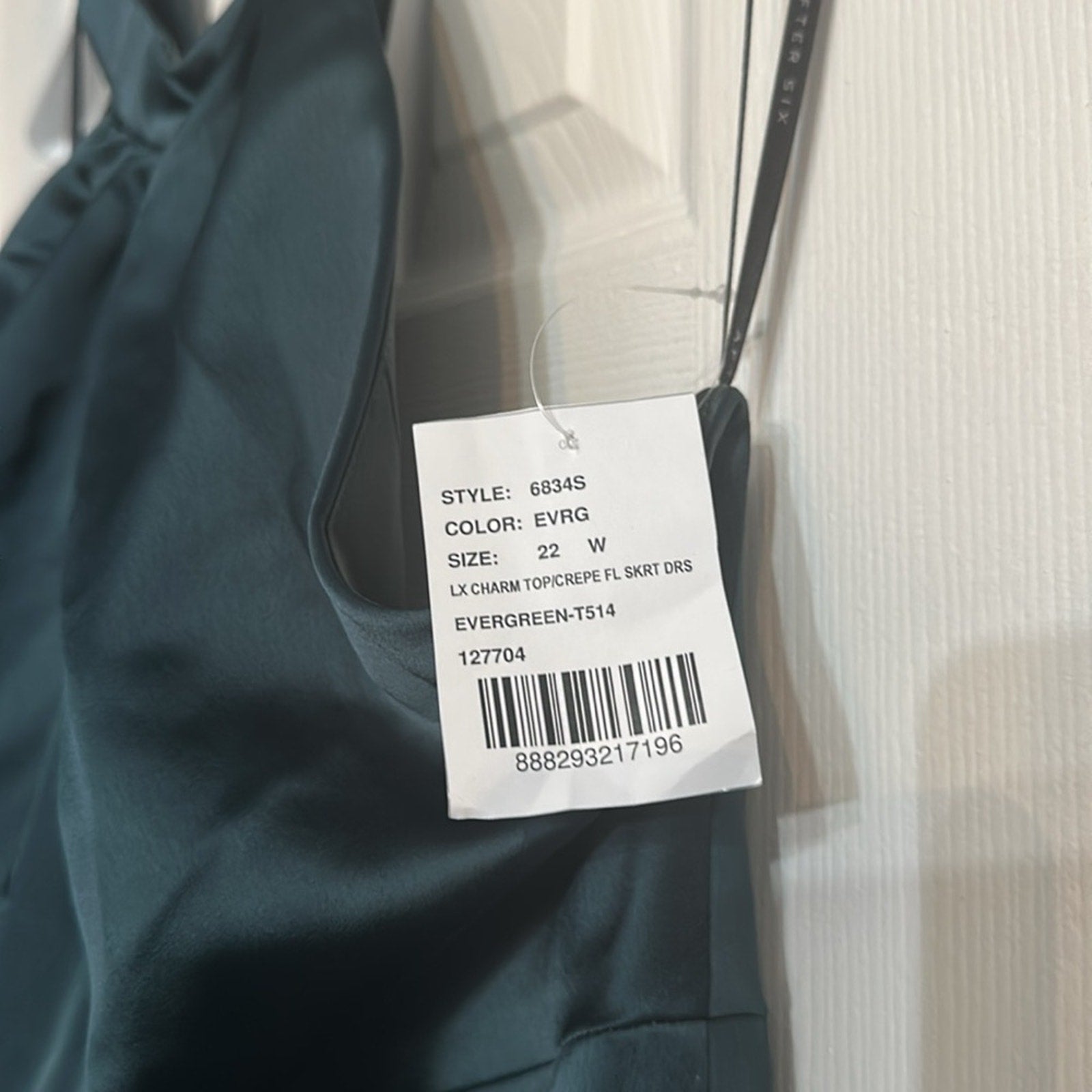 NWT After Six HIGH-NECK OPEN-BACK MAXI DRESS WITH SCARF TIE IN EVERGREEN - 22W