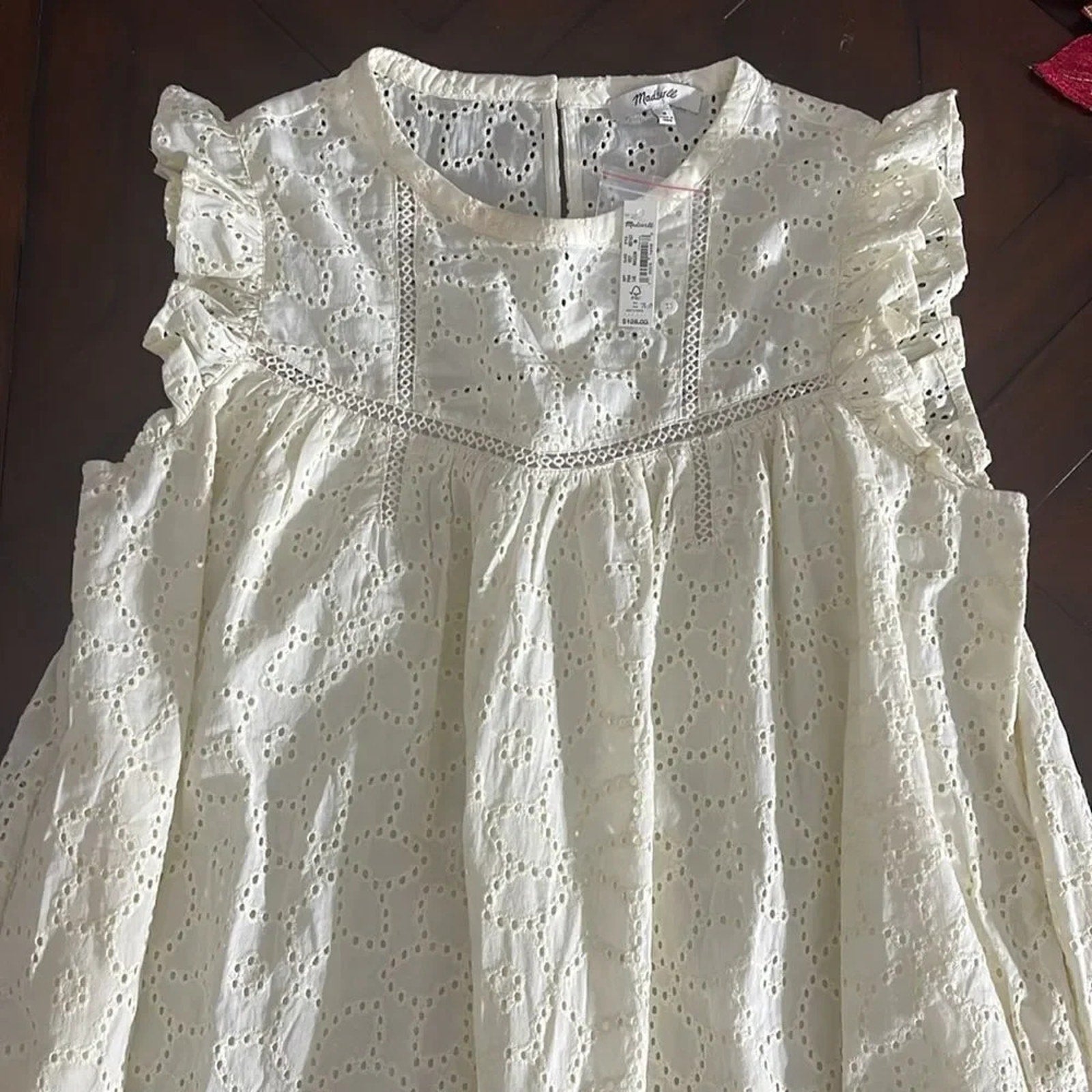 NWT Madewell Eyelet Ruffle-Sleeve Mini Dress - size M