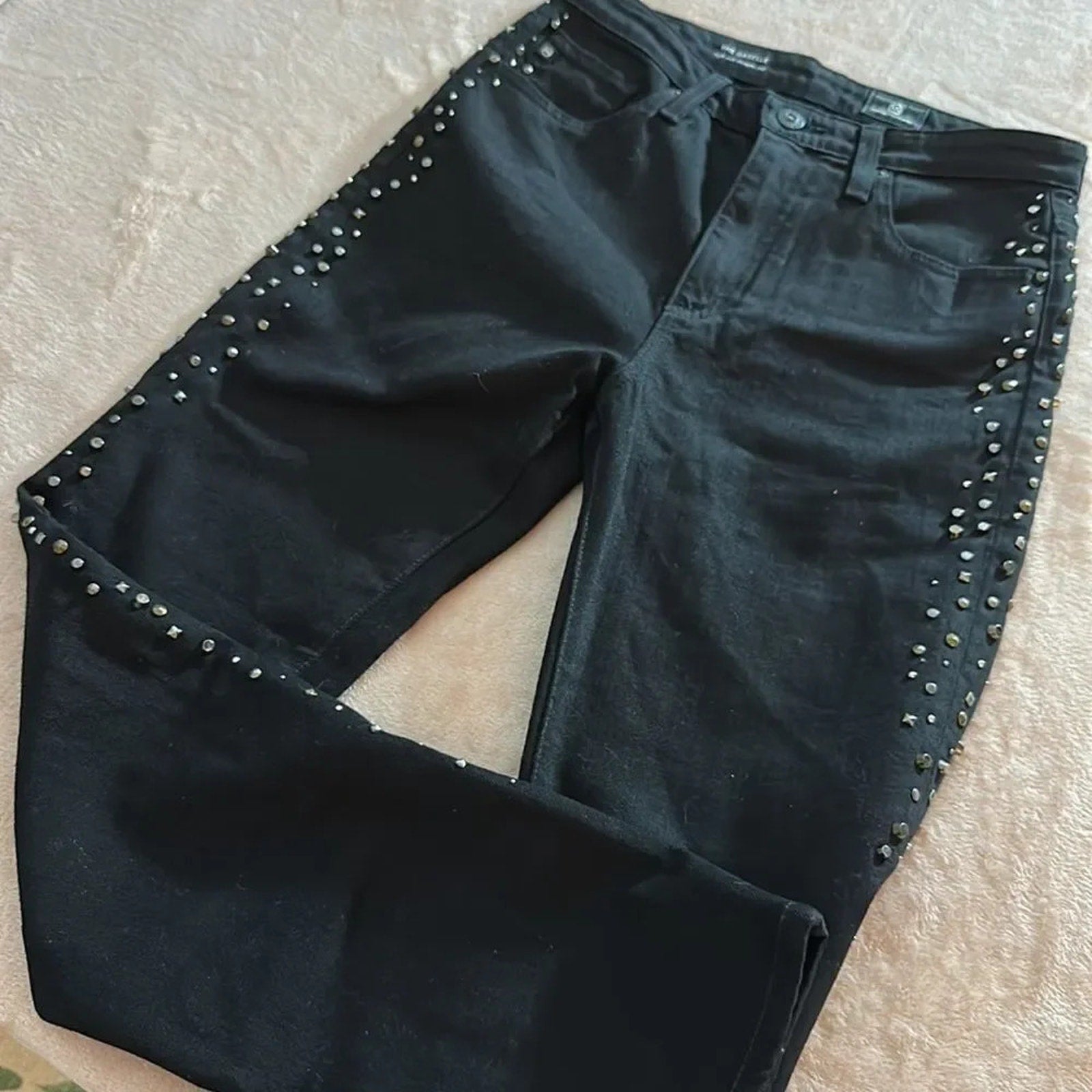 NEW AG THE ISABELLE JEANS IN SUPER BLACK METEOR SHOWER