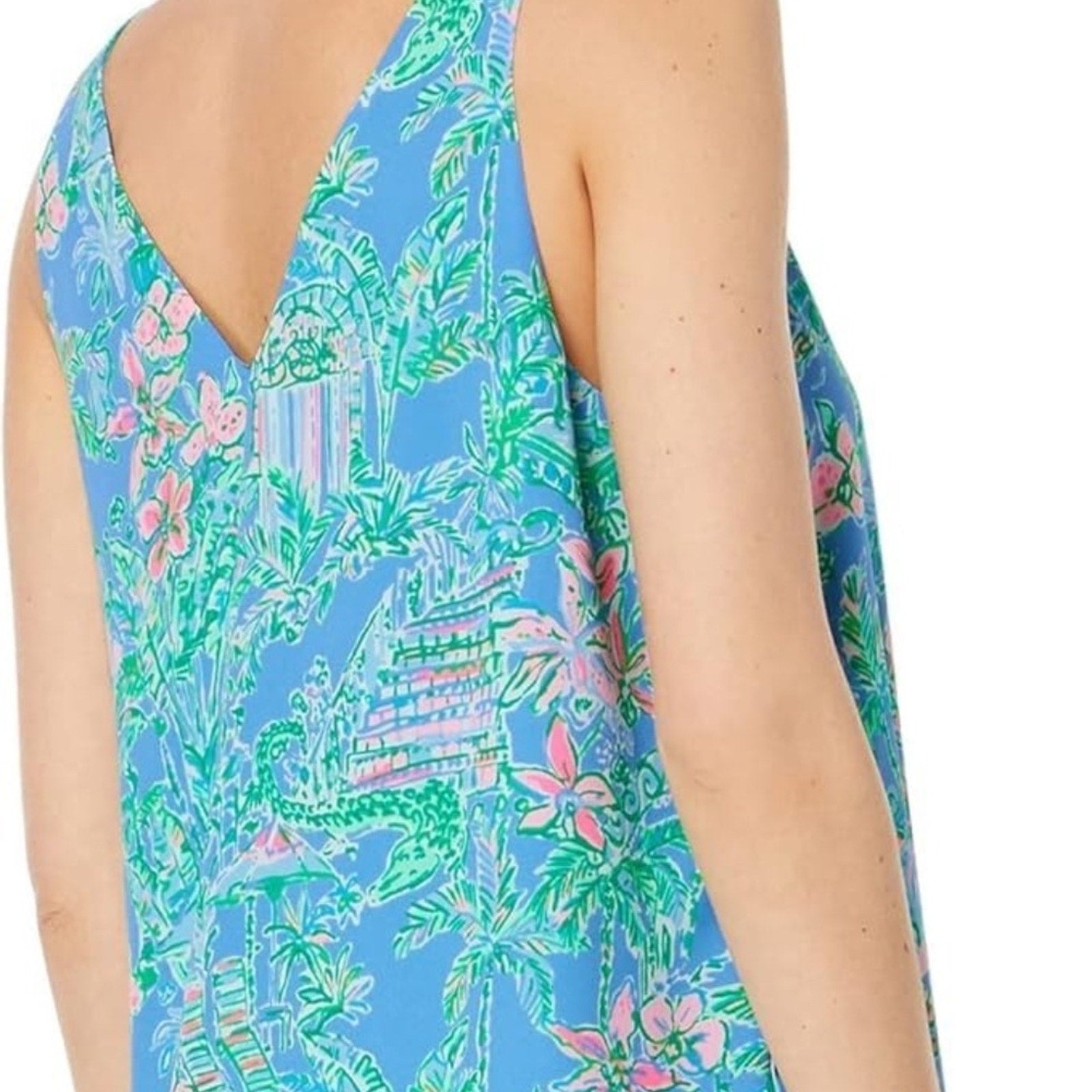 Lilly Pulitzer Reversible Florin Top Boca Blue Beneath Bougainvillea - size M