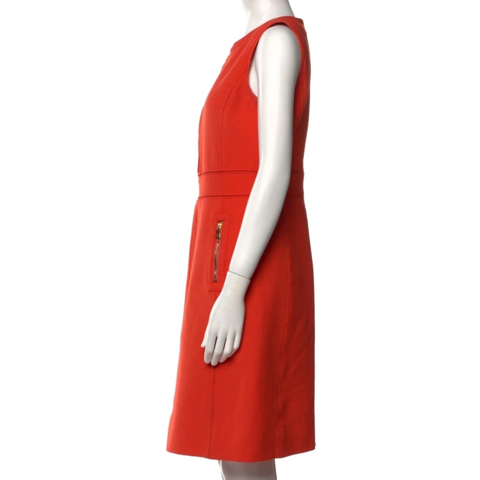 TORY BURCH Mariel Orange Gold 1/2 Zip Wool Blend Dress - size 4