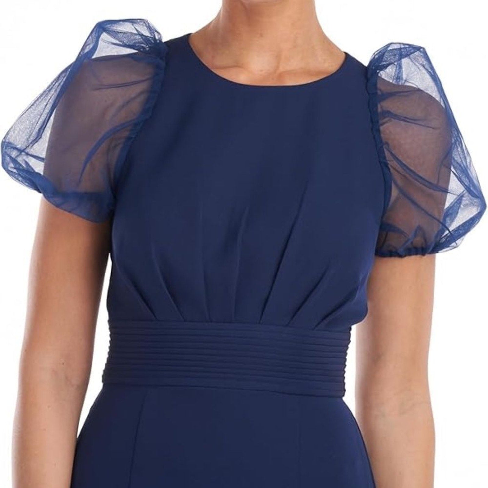 NWT JS COLLECTIONS Harley Puff Sleeve Dress In Navy - size 12