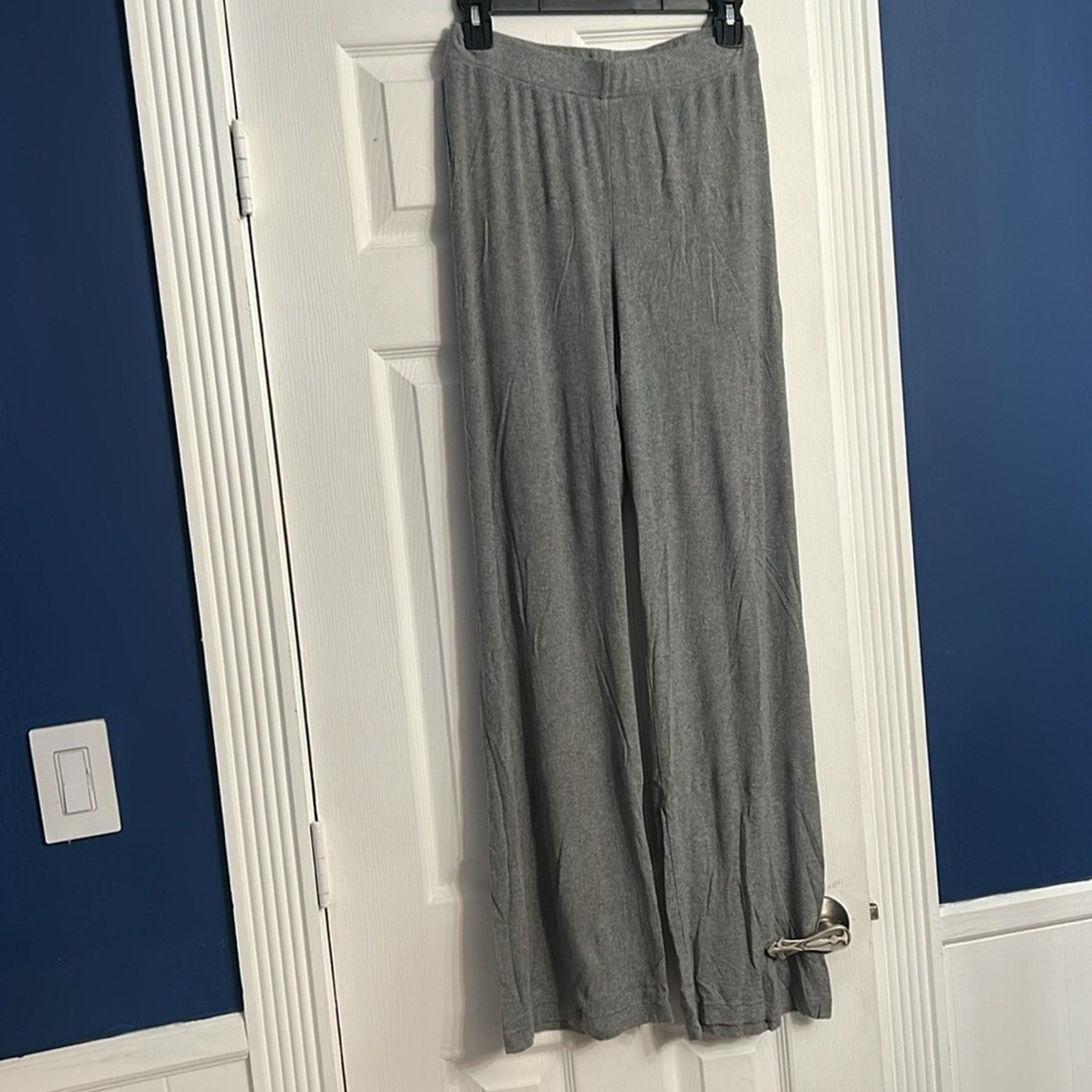 Skims pajama pants gray ribbed lounge drawstring Wide Leg - size large
