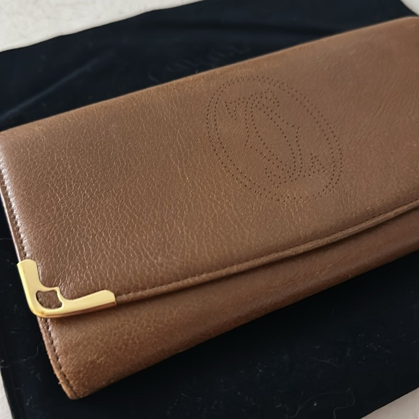 Cartier Marcello Long Wallet Brown Leather Gold Hardware Women's