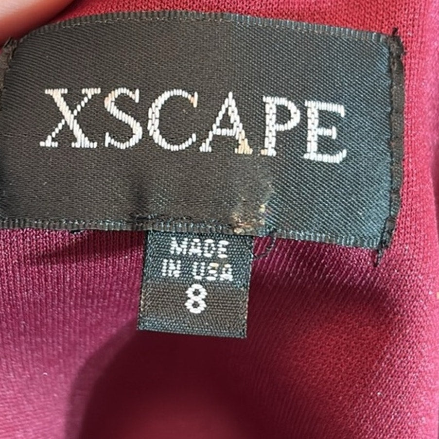 NWT Xscape Women's Red Velvet Long-Sleeve Front-Slit Gown Dress - size 8