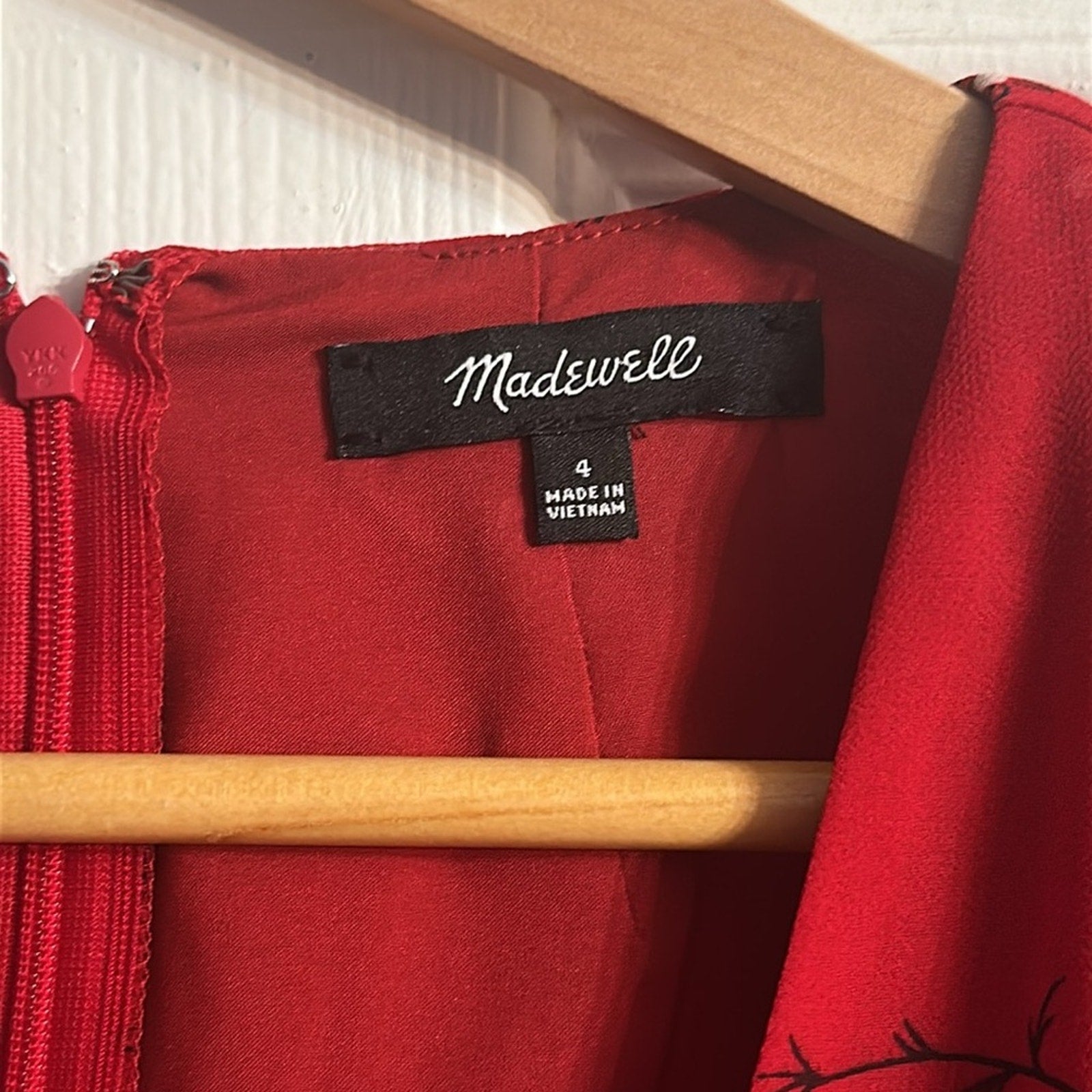Madewell Hazelwood Windswept Red Floral Faux Wrap Front Dress Size 4