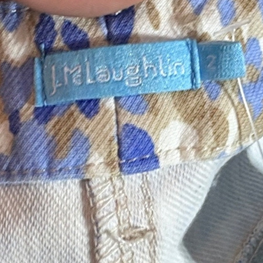 J.Mclaughlin Lexi Jean Women's Watercolor Blue Tan White Print - 2