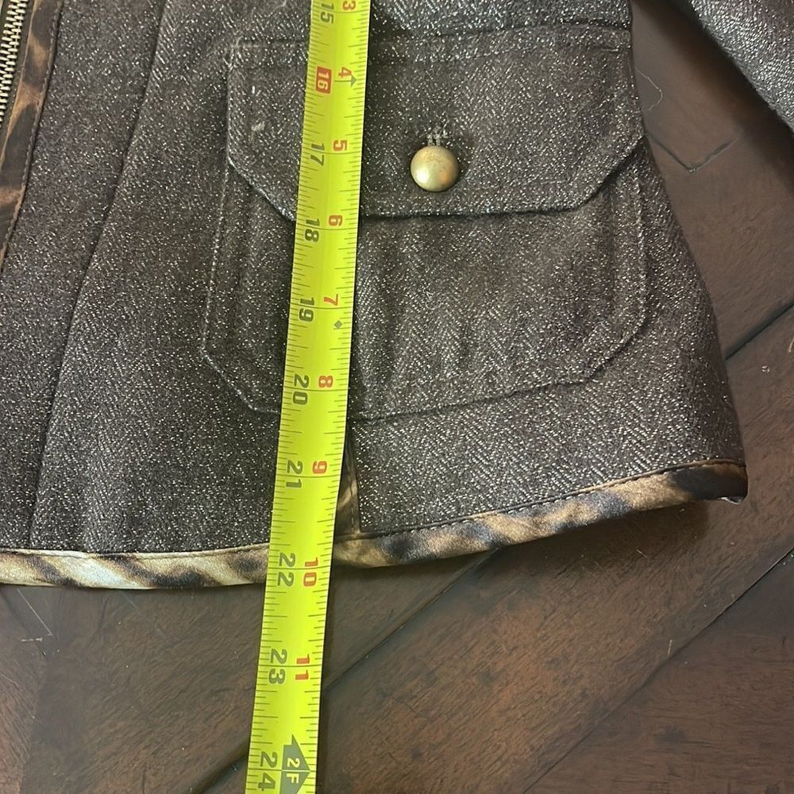 Amazing Cache brown metallic wool jacket - size 10