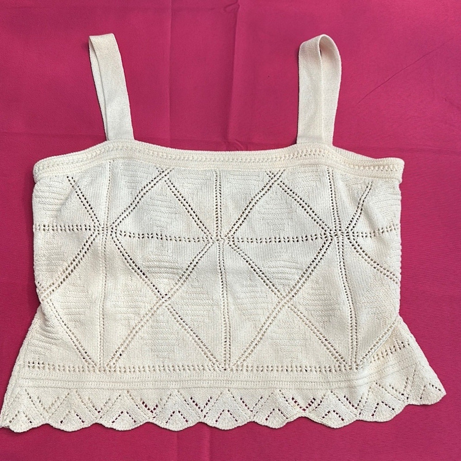 St John Sport cream crochet top - size large