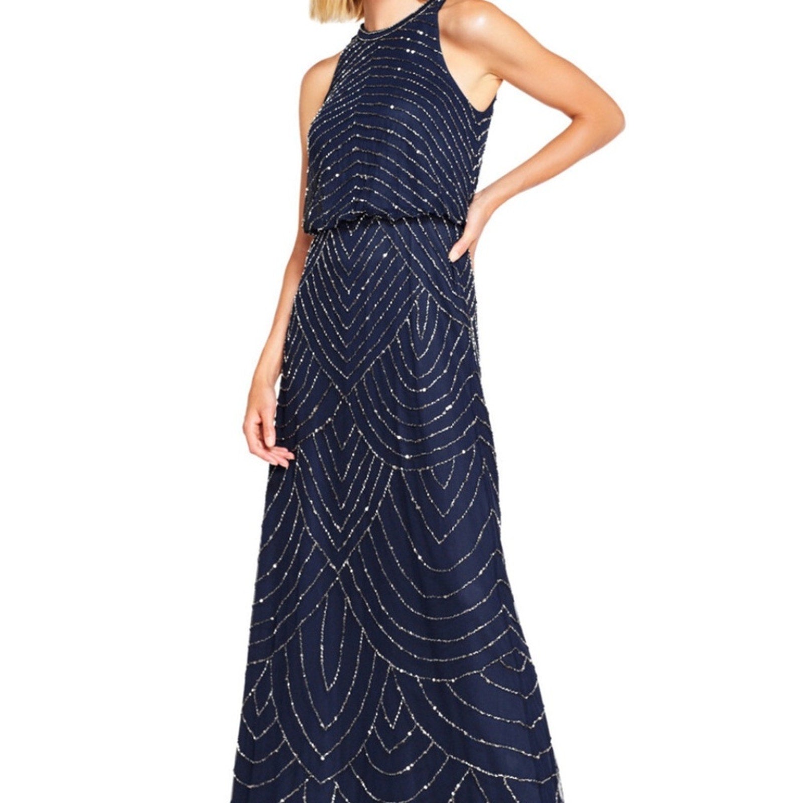 NWT ADRIANNA PAPELL Beaded halter gown - size 6