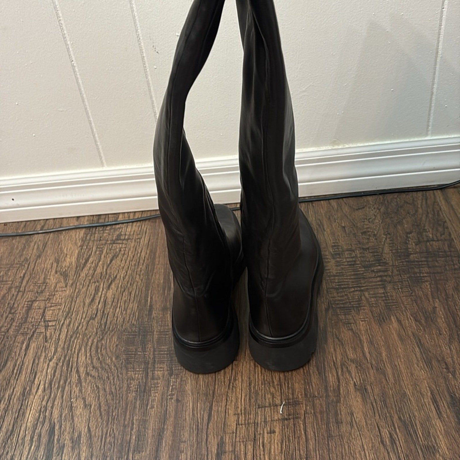 NEW Vince Rune Slouch Leather Knee High Black Boots Size 9.5 M