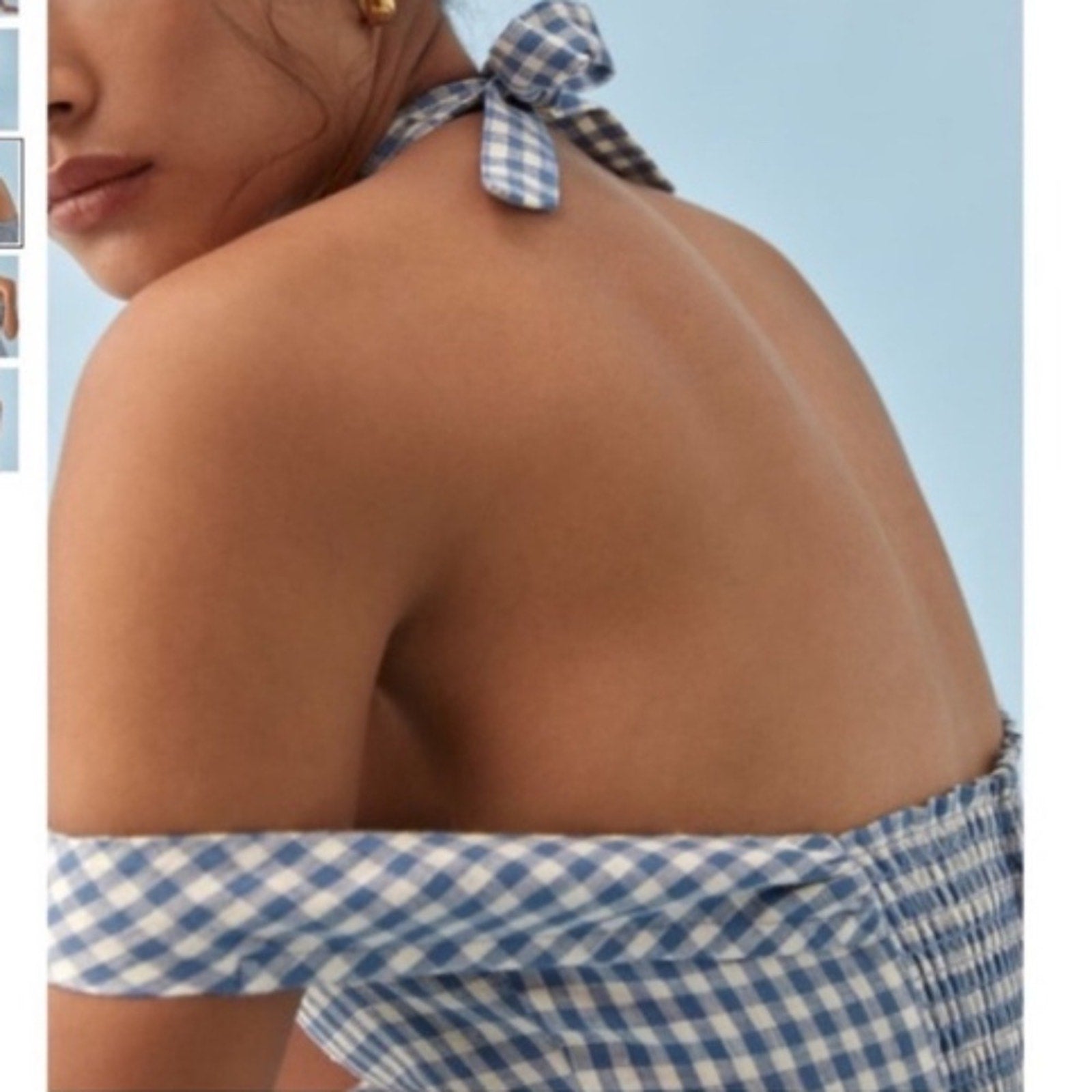 REFORMATION Sanford Linen Dress - Azure Check - size 2