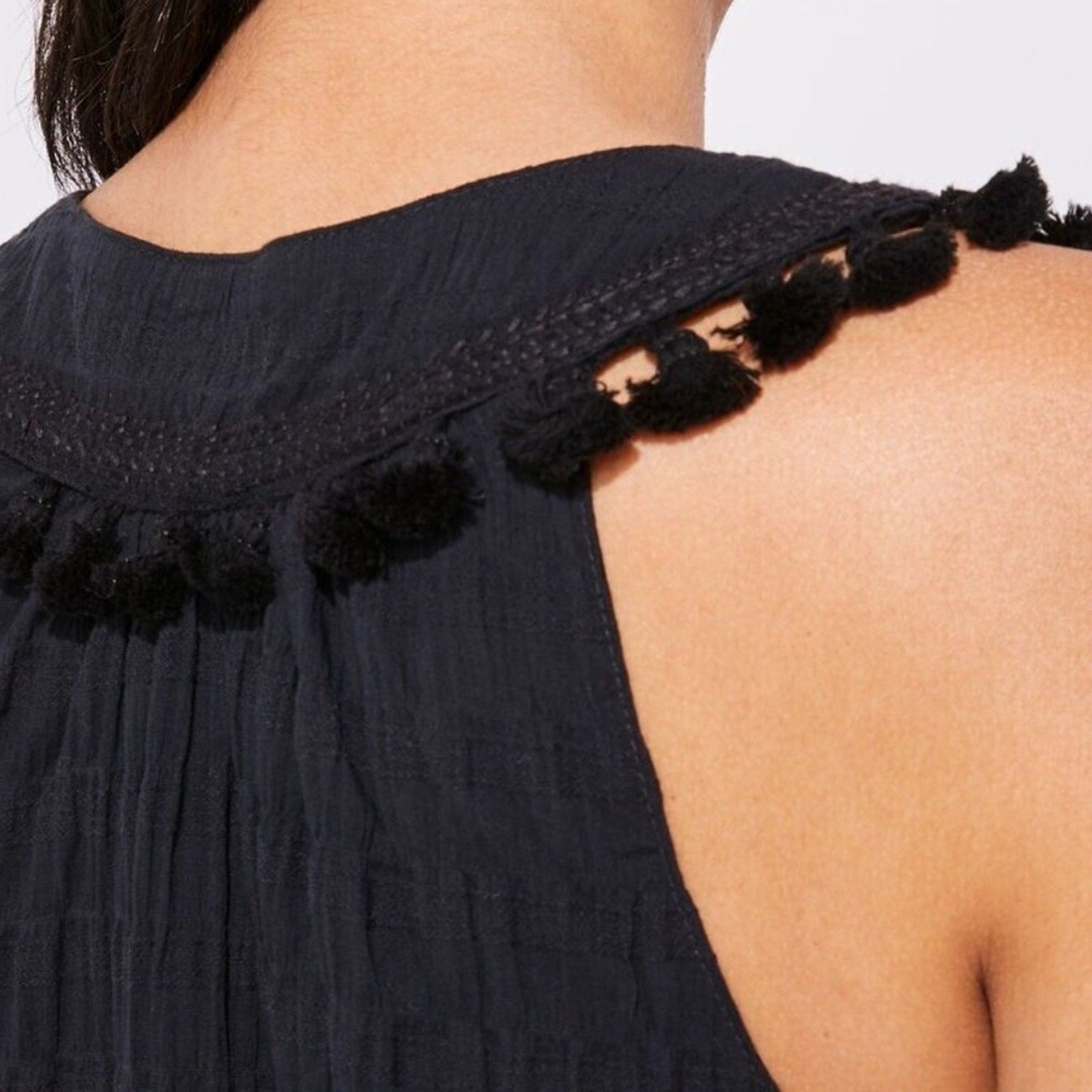 NWT Vineyard Vines Textured Tassel Dress Black - size XS