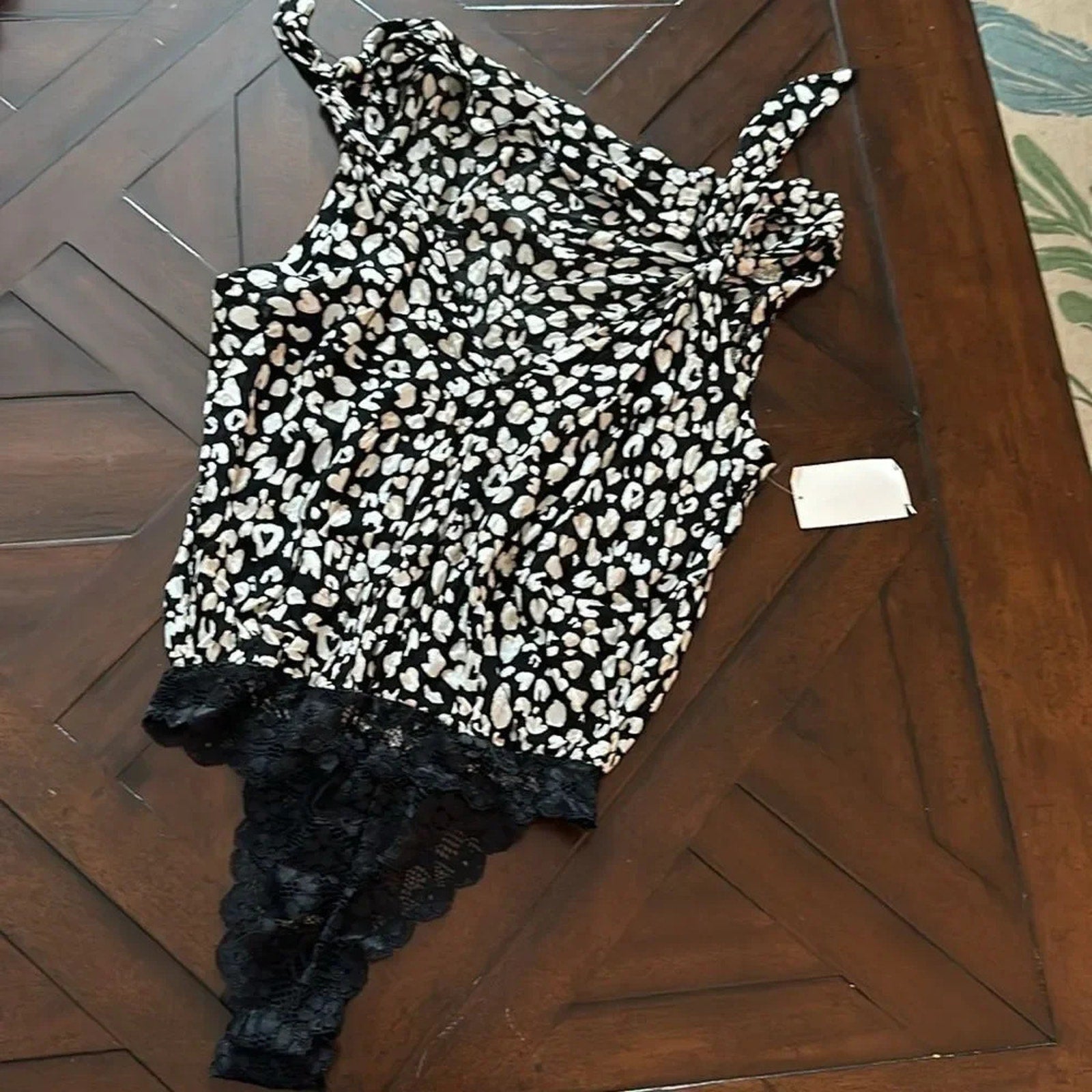 NEW Free People Women's Black Leopard Bare It All Tank Bodysuit Size XS