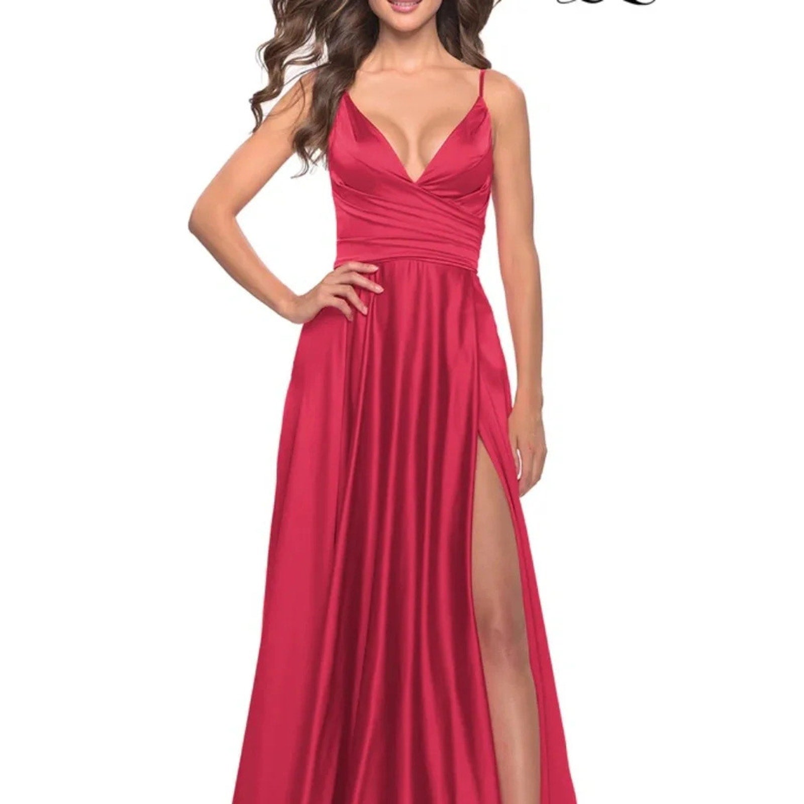 NWT La Femme 28607 Strappy Back Satin Ballgown - size 2