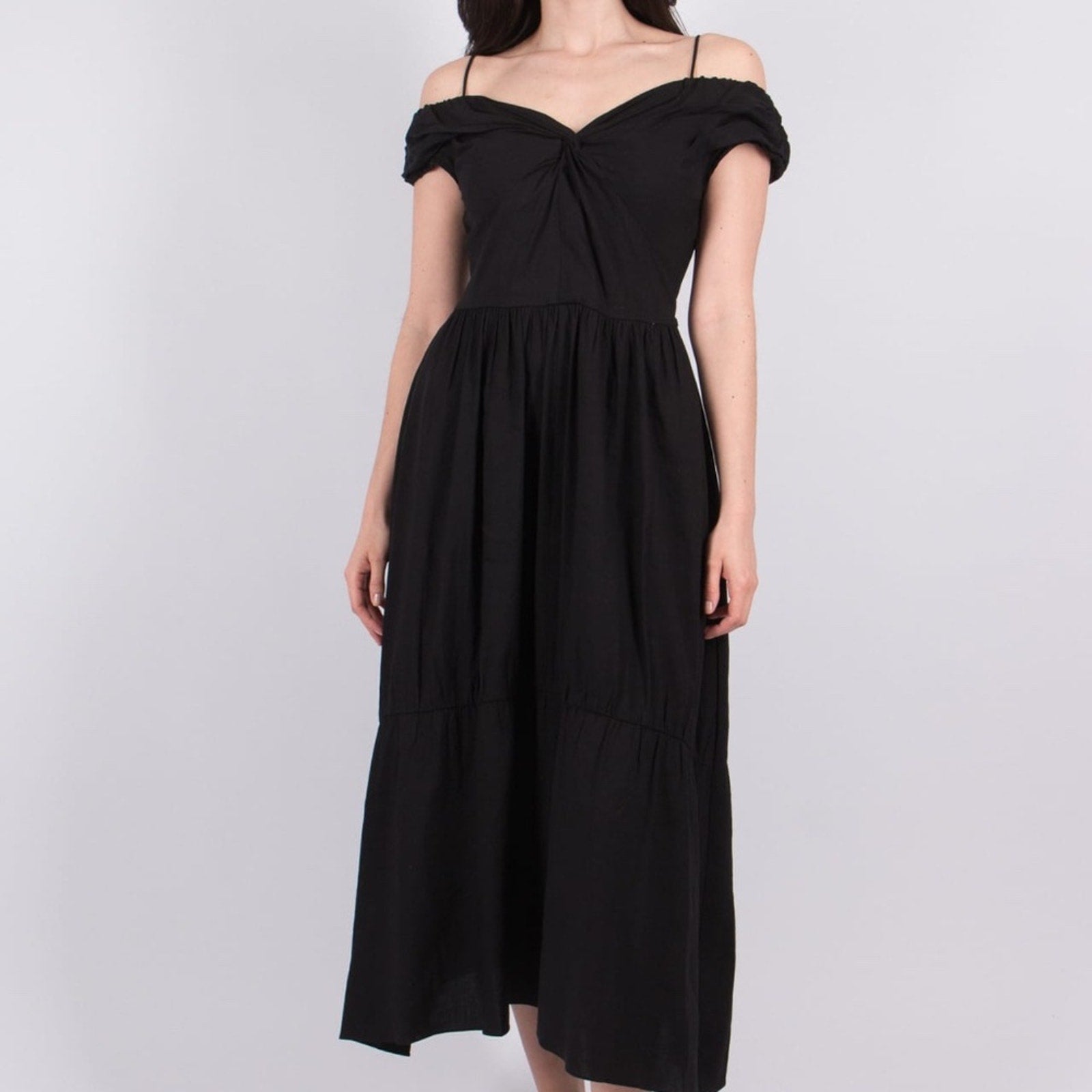 NWT VINCE Off Shoulder Twist Front Dress black V825151465 - size 2