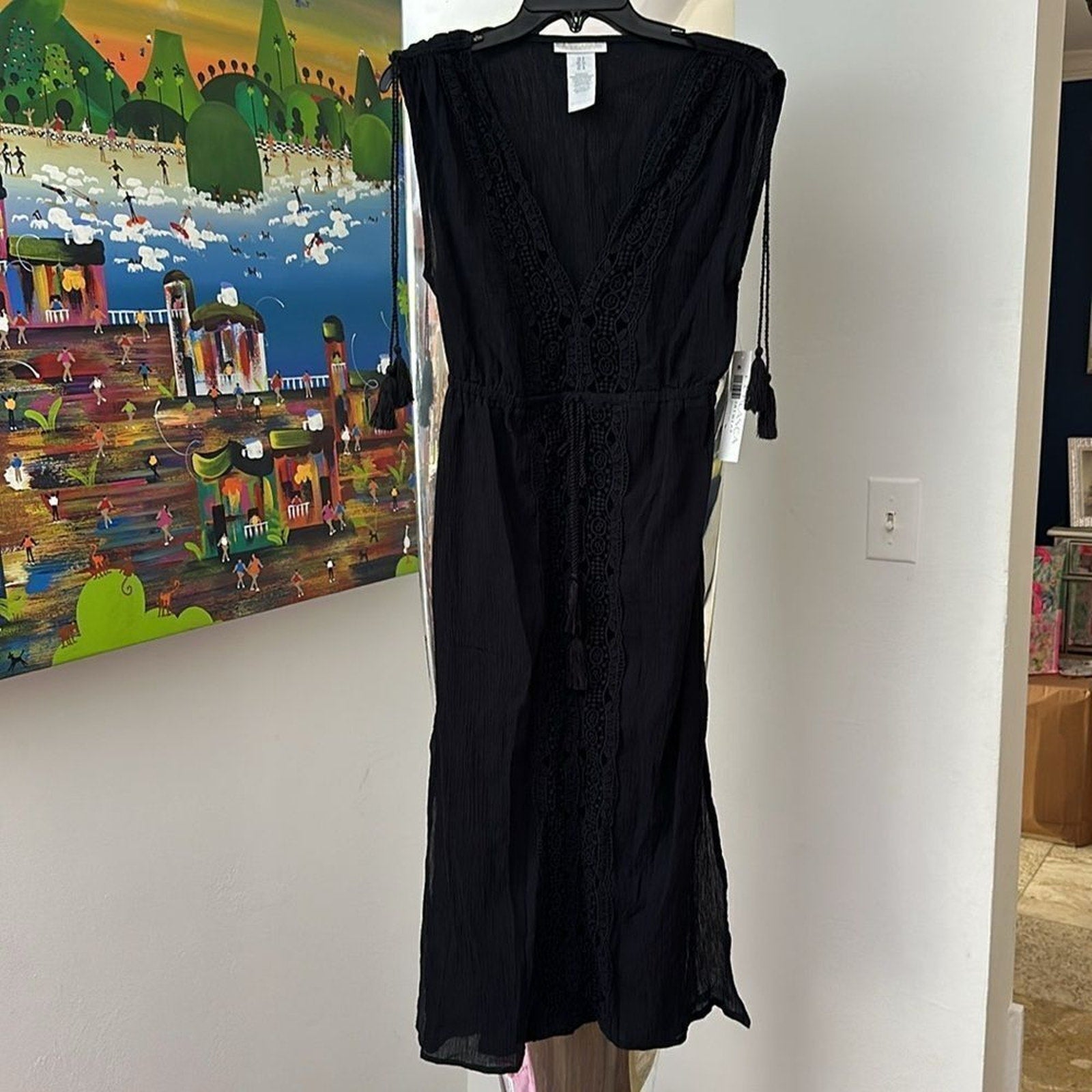 NWT LA BLANCA Island Fare Cotton Crochet Cover Up Midi Dress