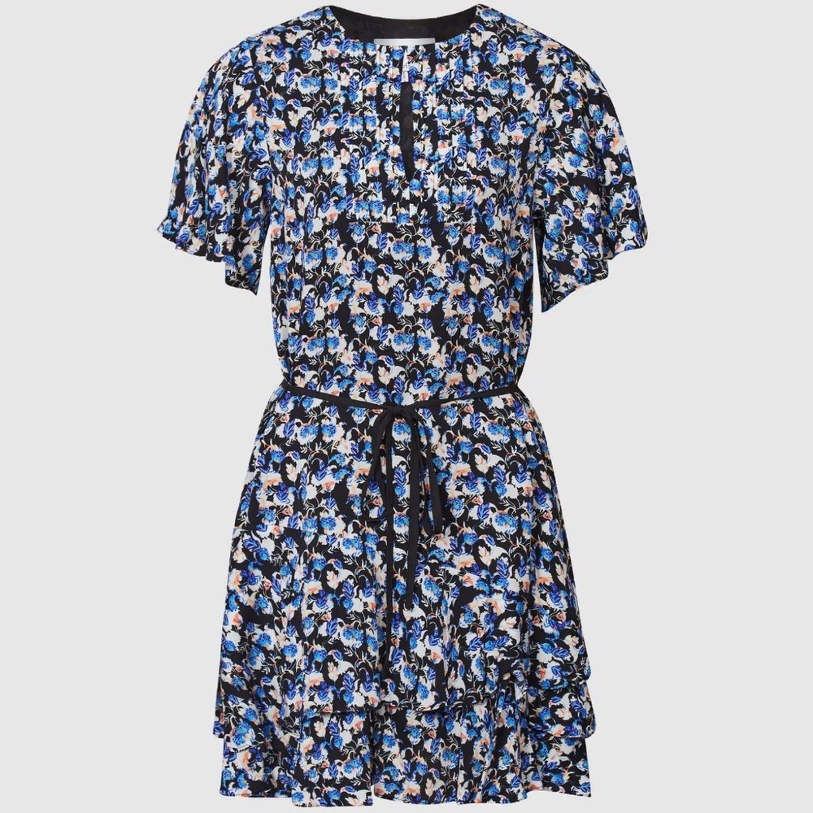 REISS Lulu Ditsy Print Flippy Dress in Blue - size 2