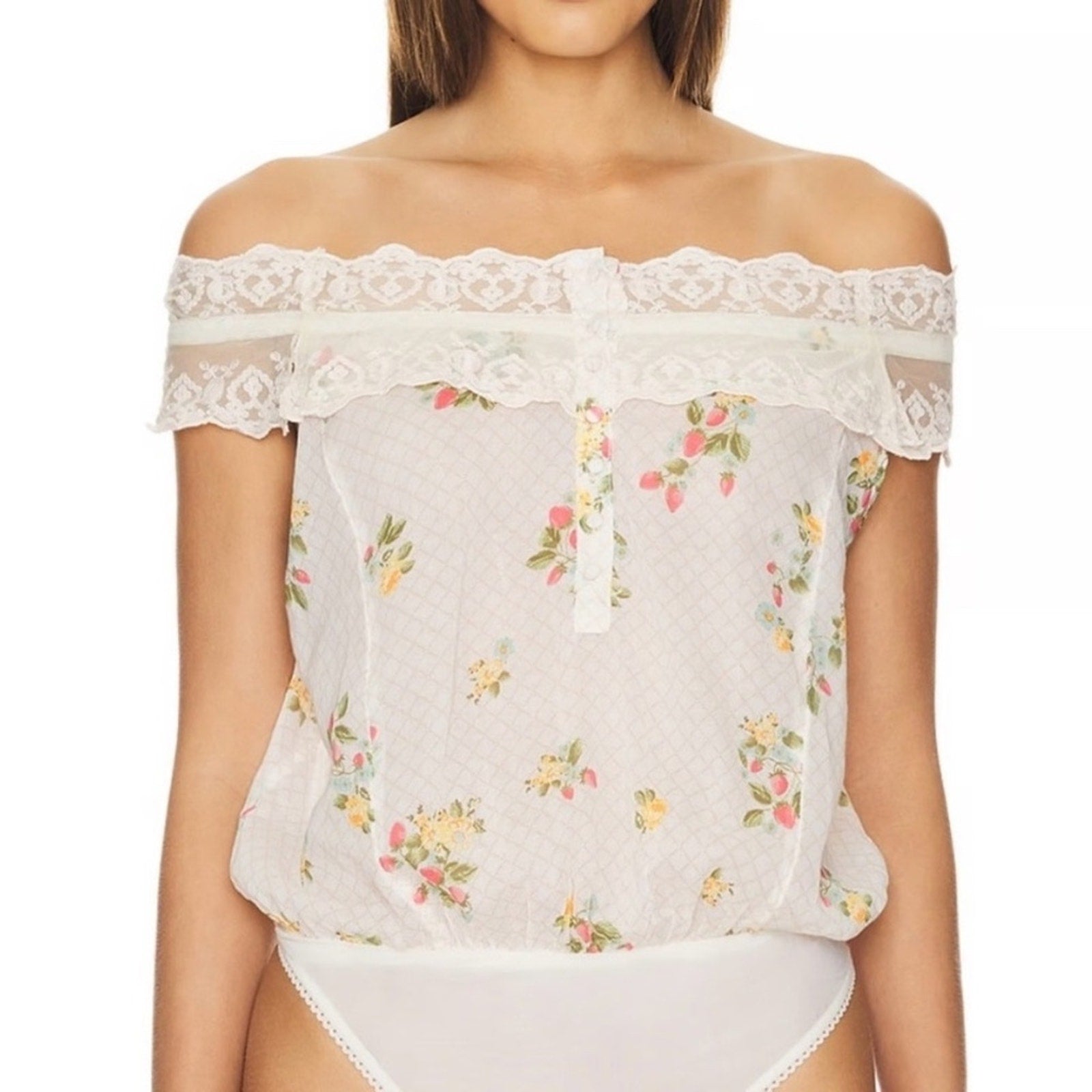 NWT Free People Morning Call Floral Bodysuit - size M