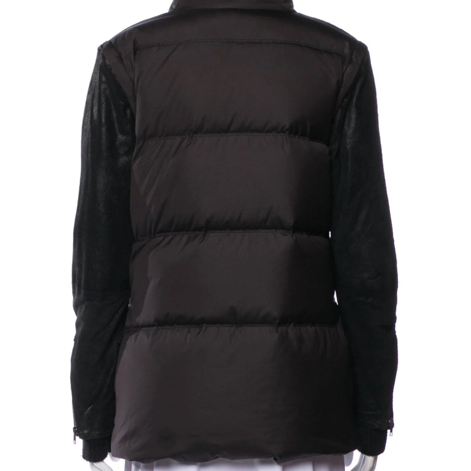 Maje Puffer Jacket with Detachable Suede Sleeves - size 36 (small)