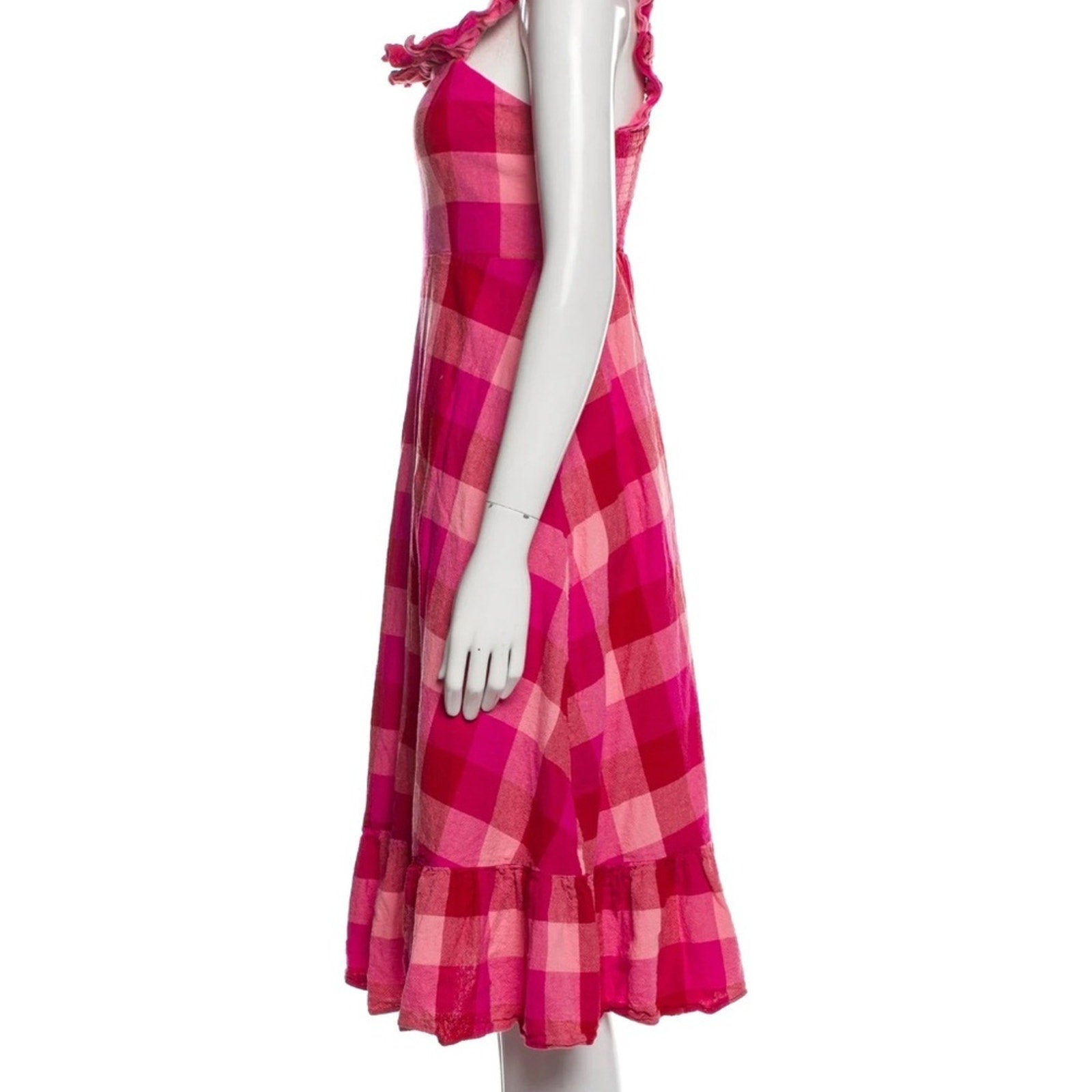Kate Spade Deep Hibiscus Multi Picnic Woven Ruffle Midi Dress - size small