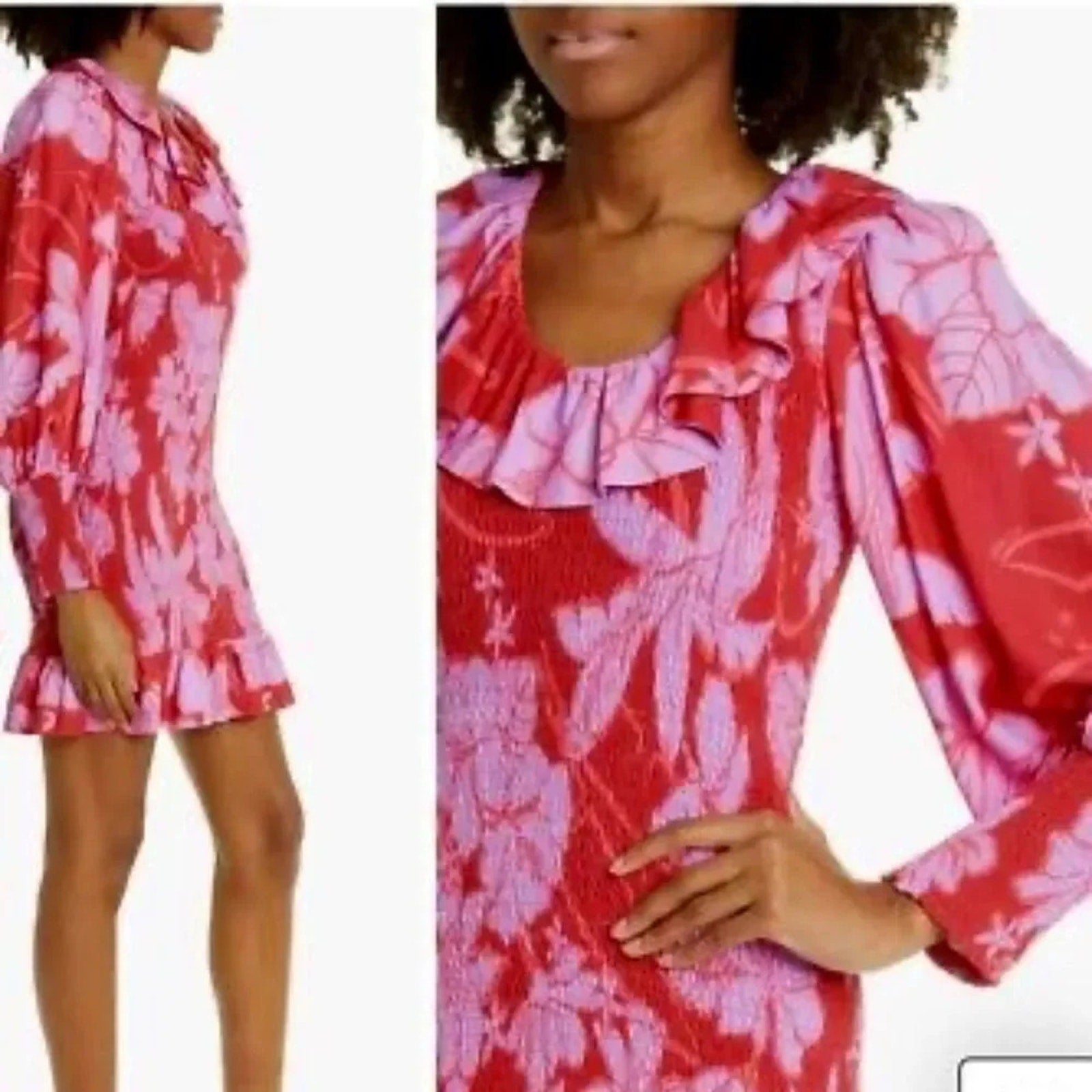 NWOT Farm Rio Living Nature Dress Red Purple Long Sleeve - size XS