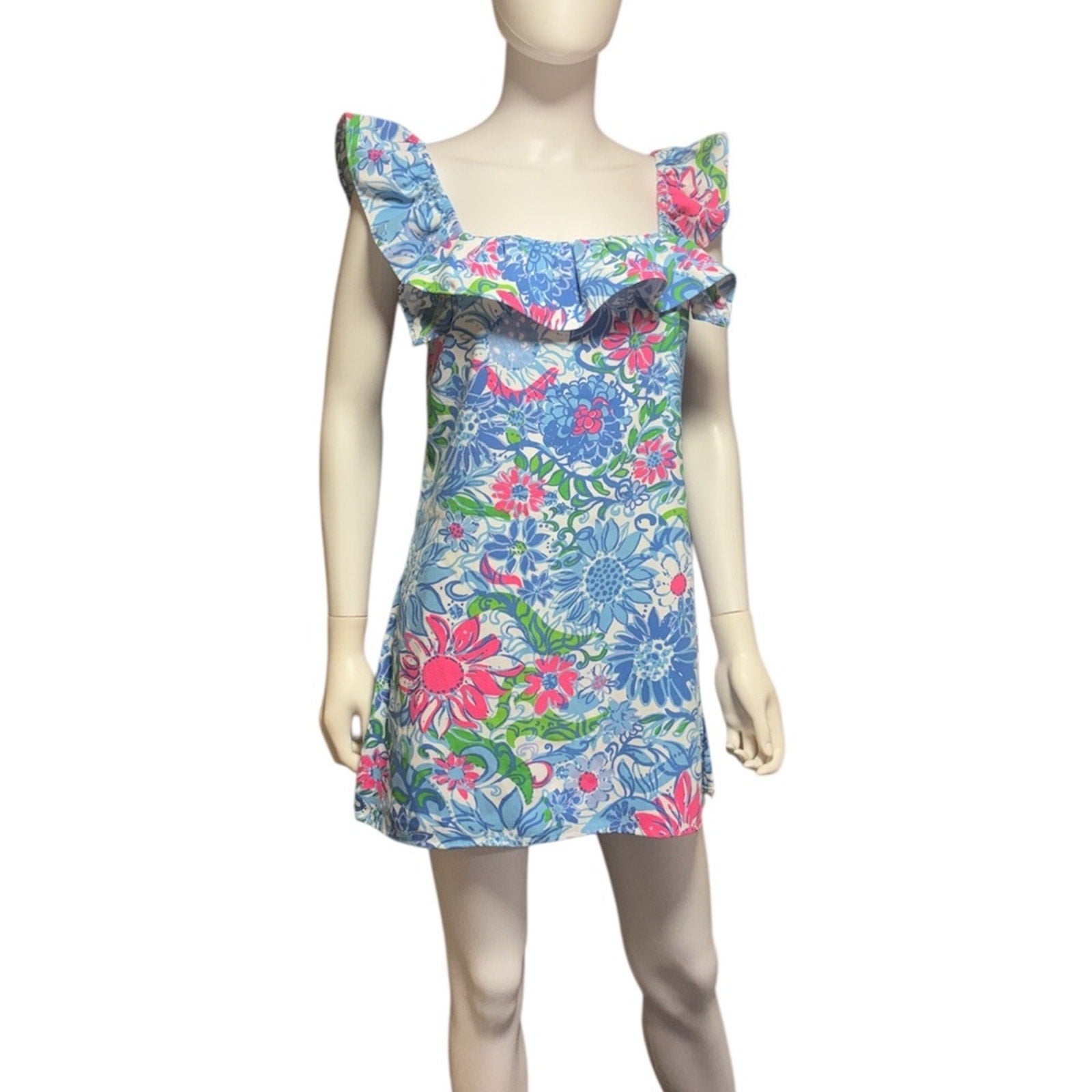 NEW Lilly Pulitzer Zoya Ruffle Romper, Mini Dress Floral Ruffle - size 4