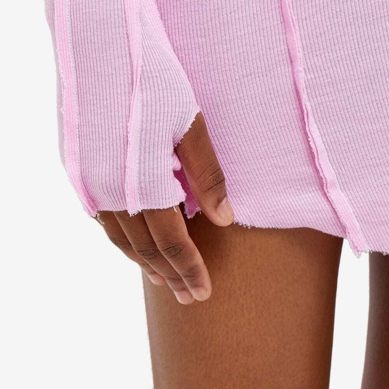 NEW Sami Miro Vintage Women's Asymmetric Long Sleeve Mini Dress in Pink - size M