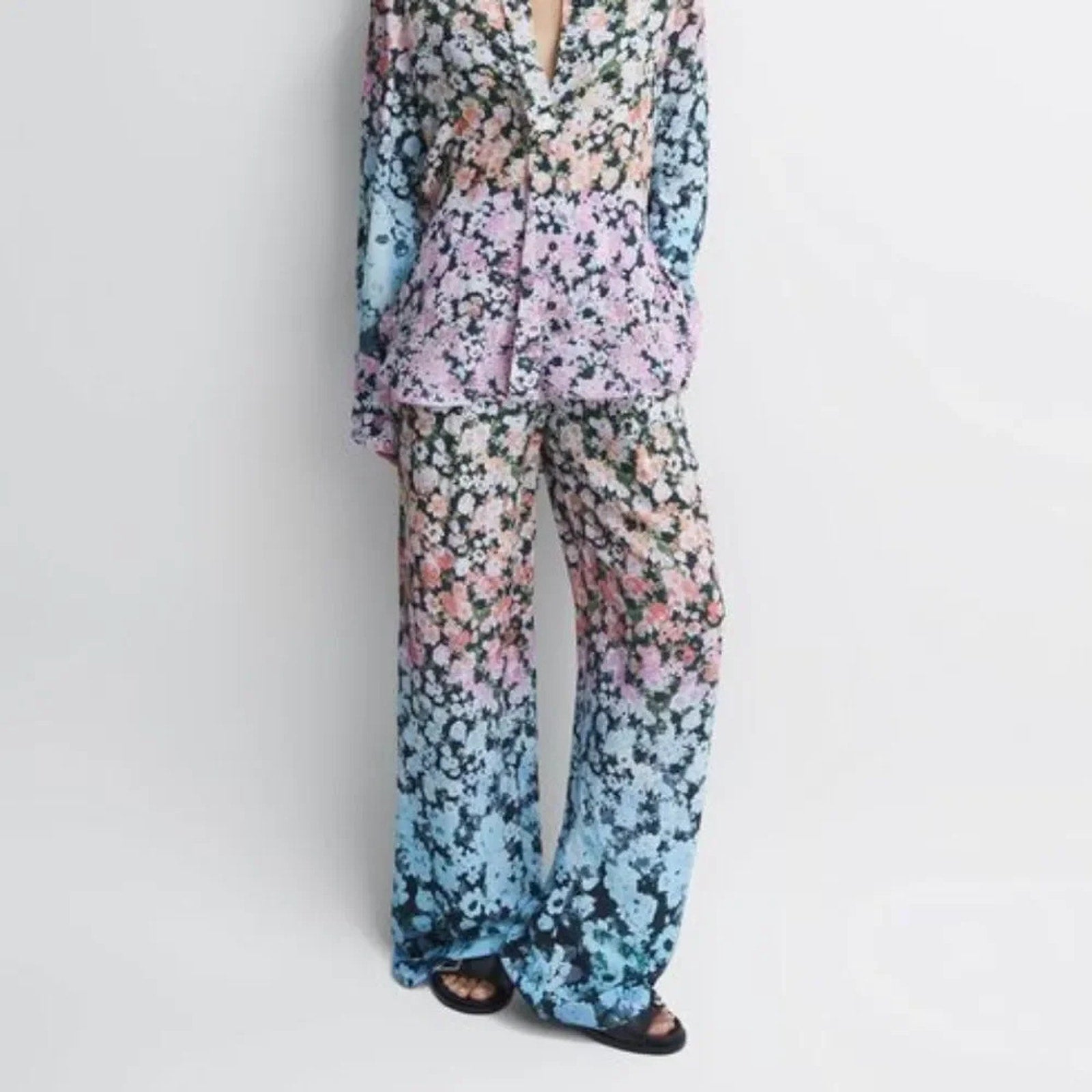 NEW REISS Serena Floral Print Wide Leg Oversized Trouser Pants