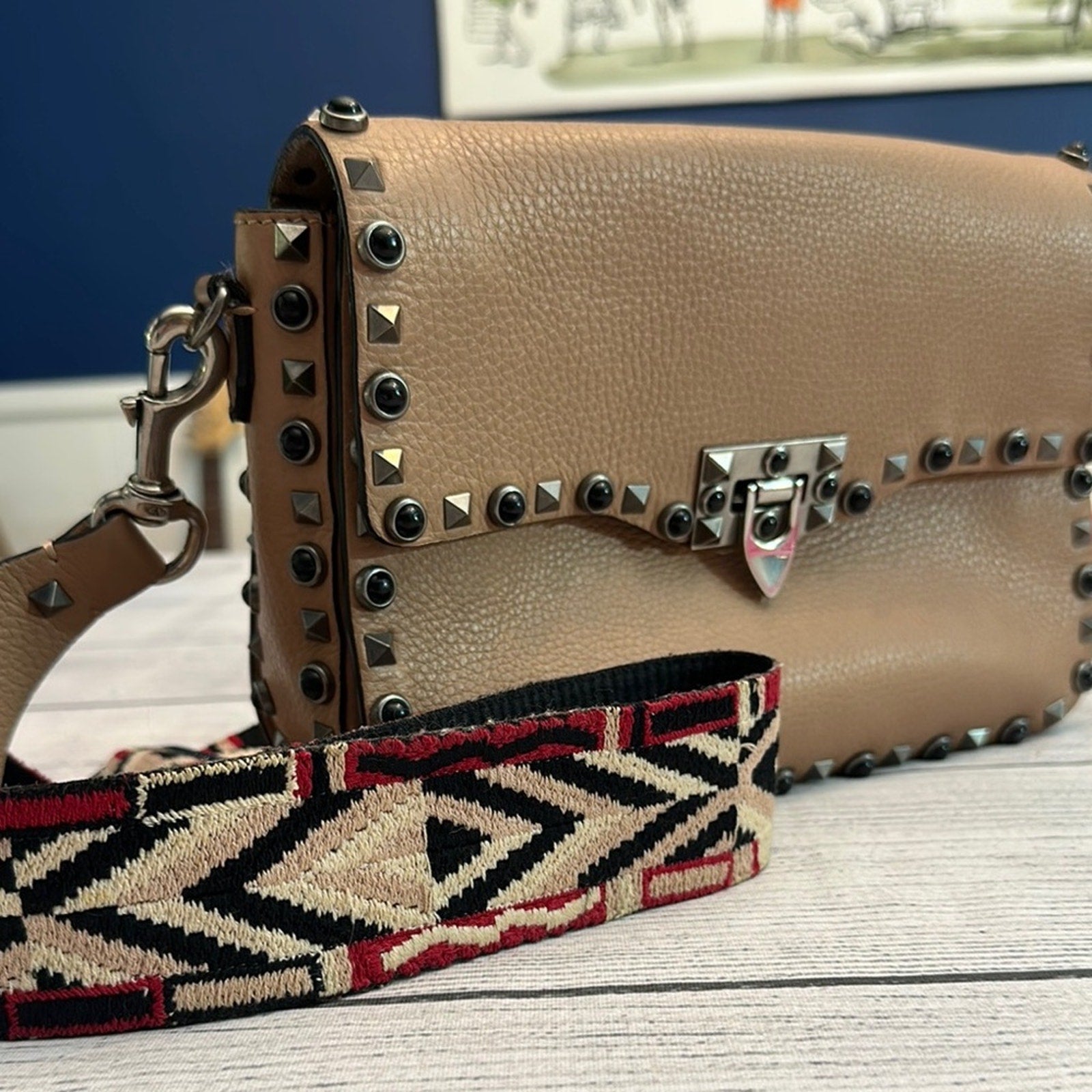 Valentino Garavani Cream and Pink Crossbody Bag