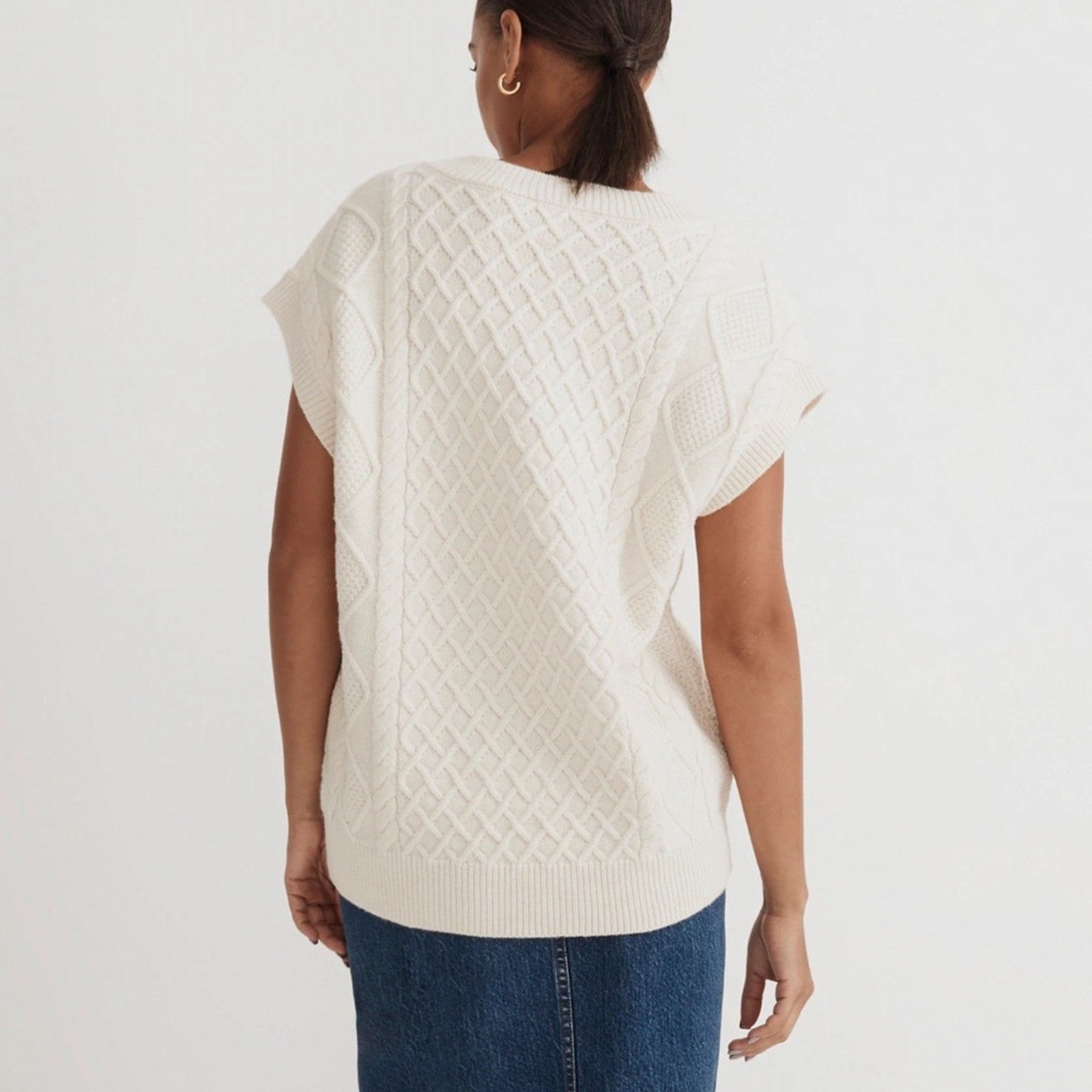 NEW Madewell Cable-Knit V-Neck Sweater Vest - size small