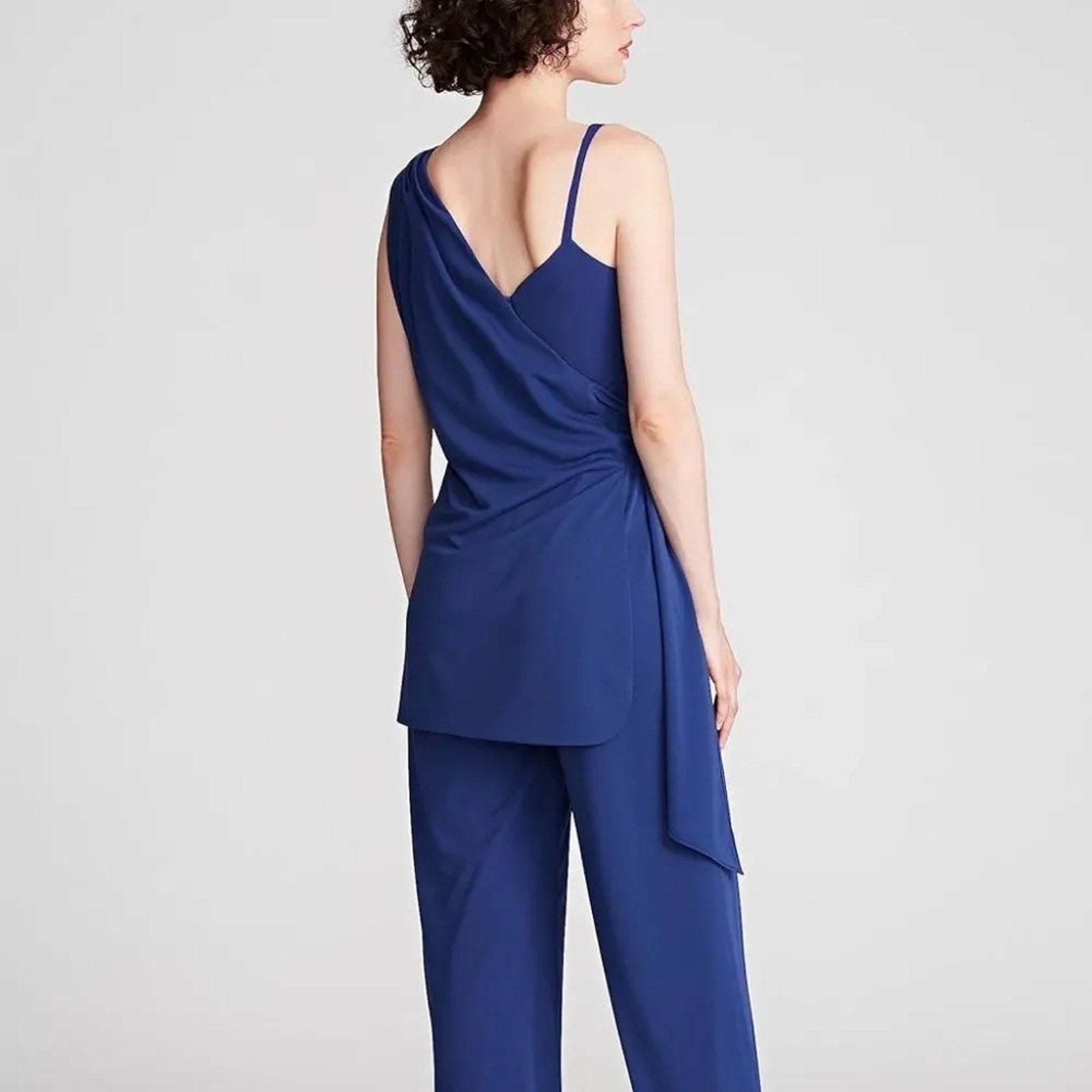 NEW HALSTON Zaria draped stretch-jersey wide-leg jumpsuit - size 6