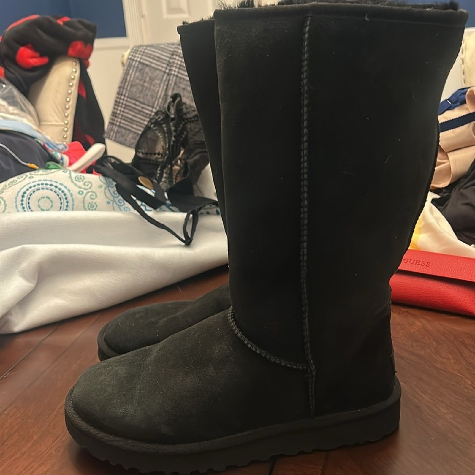 NEW UGG Classic Tall II 2 Black Water-resistant Suede Sheepskin - Size 9