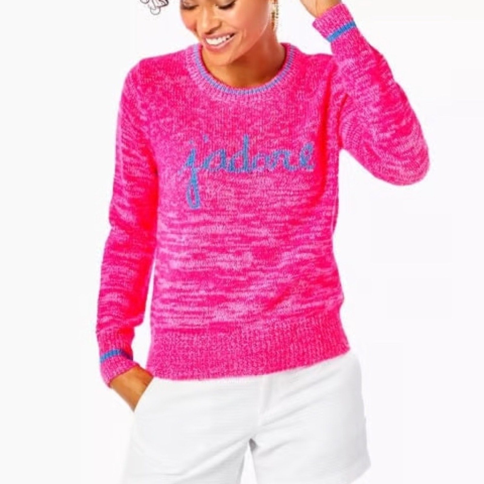 Lilly Pulitzer Bright Pink Rollins Sweater Jadore - size M