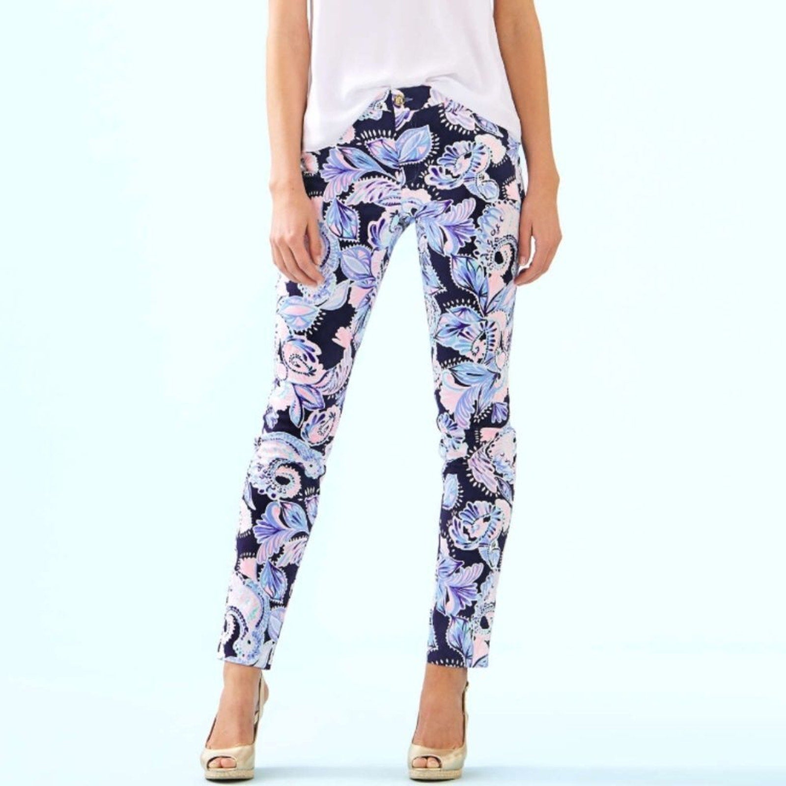 NWT Lilly Pulitzer KELLY High RISE SKINNY ANKLE PANTS High Tide Navy - size 6