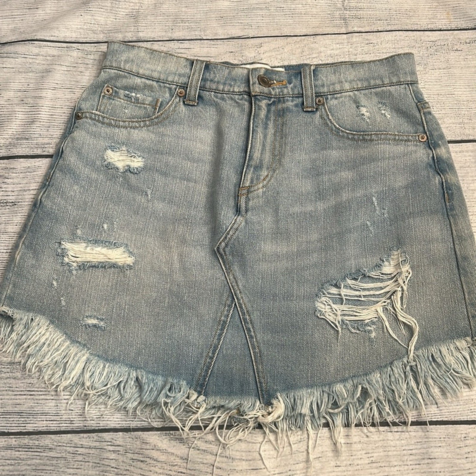 Pistola Distressed Denim Skirt - size 26