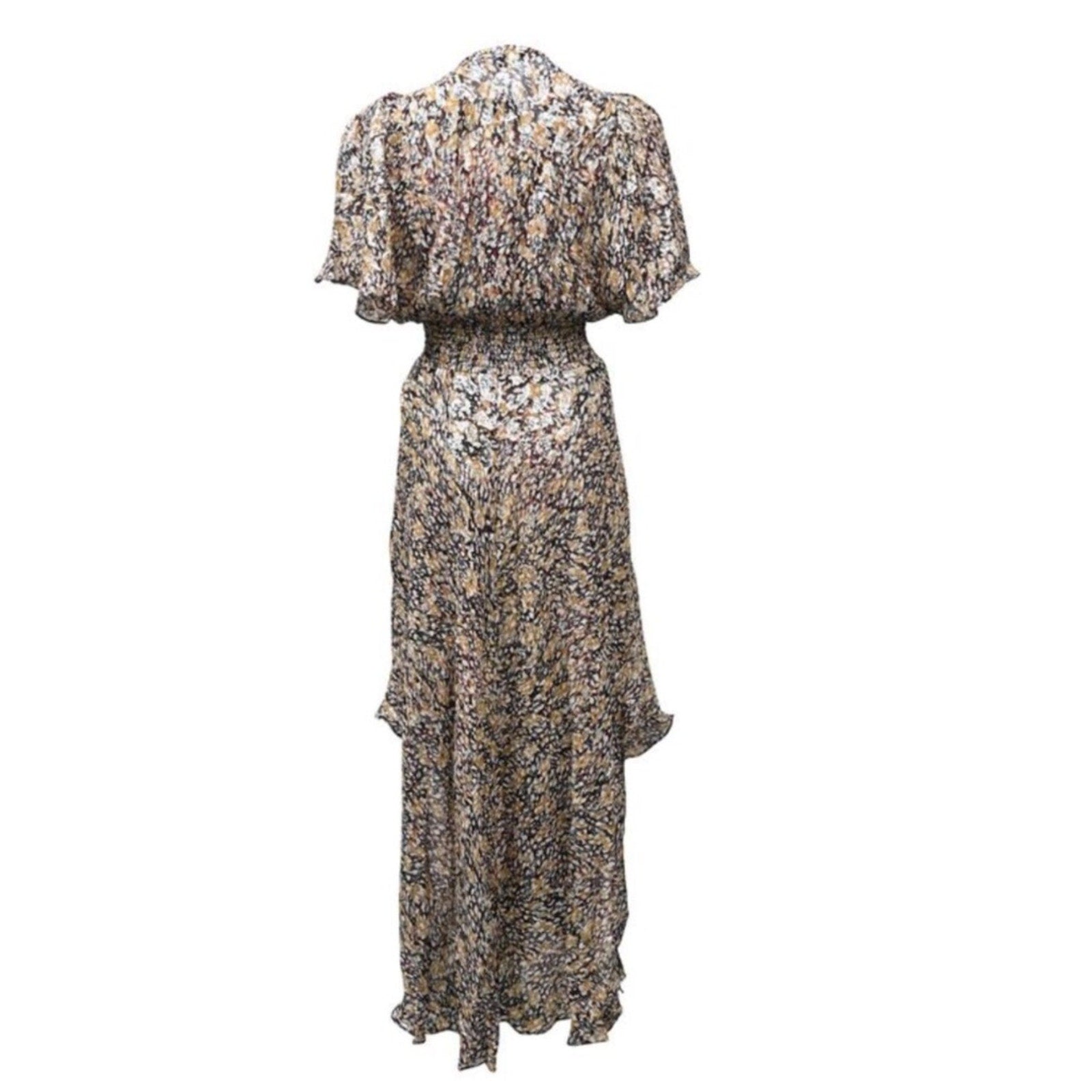 Maje Rachelle Floral Print Smocked Midi Dress in Multicolor - EU 36 🌟