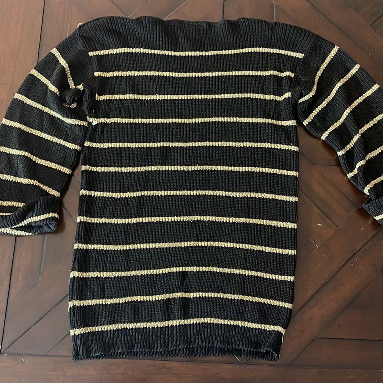 Vintage Diane Von Furstenberg black metallic gold sweater