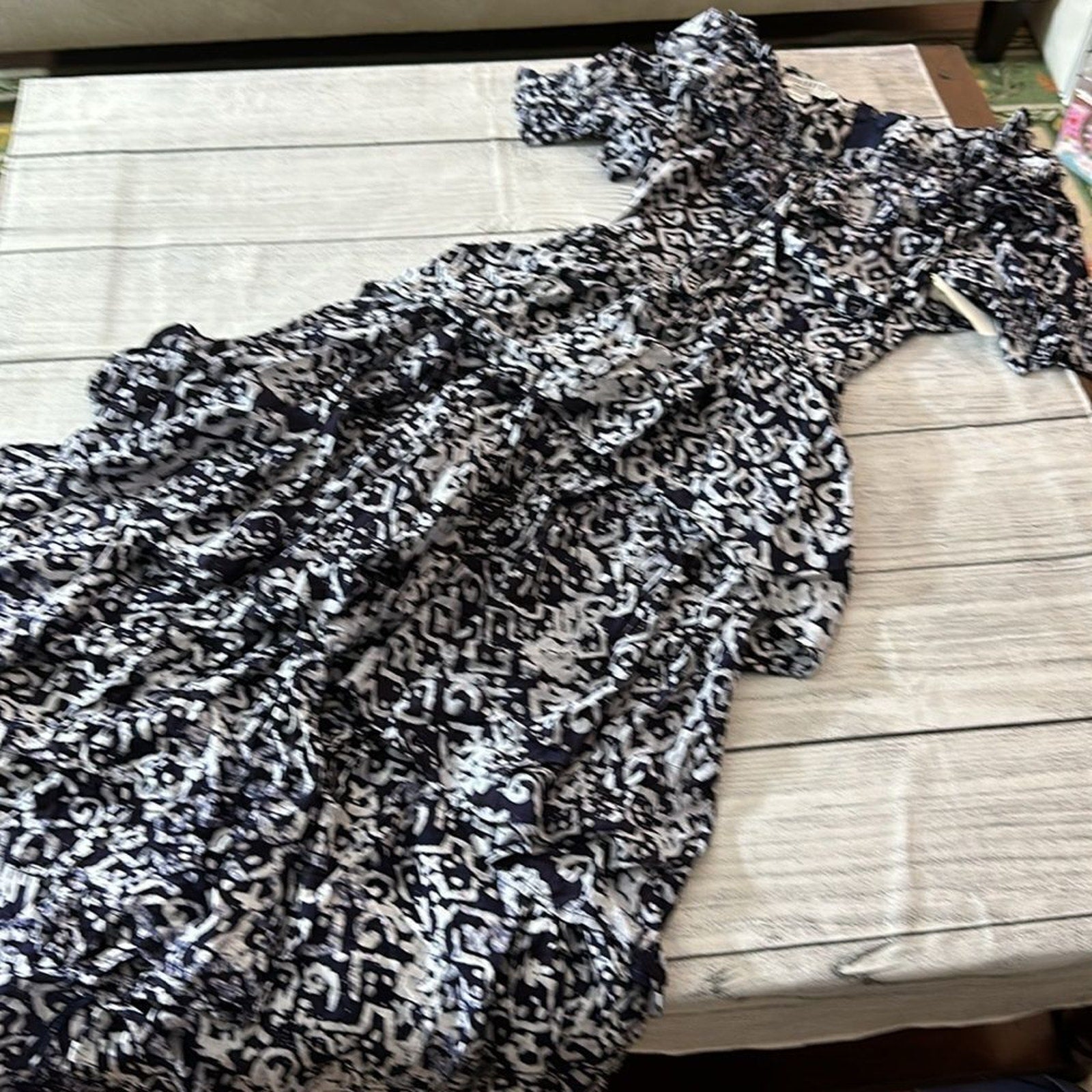 NEW BUSAYO Temi Ruffle Puff Sleeve Tiered Cotton Dress - size XS