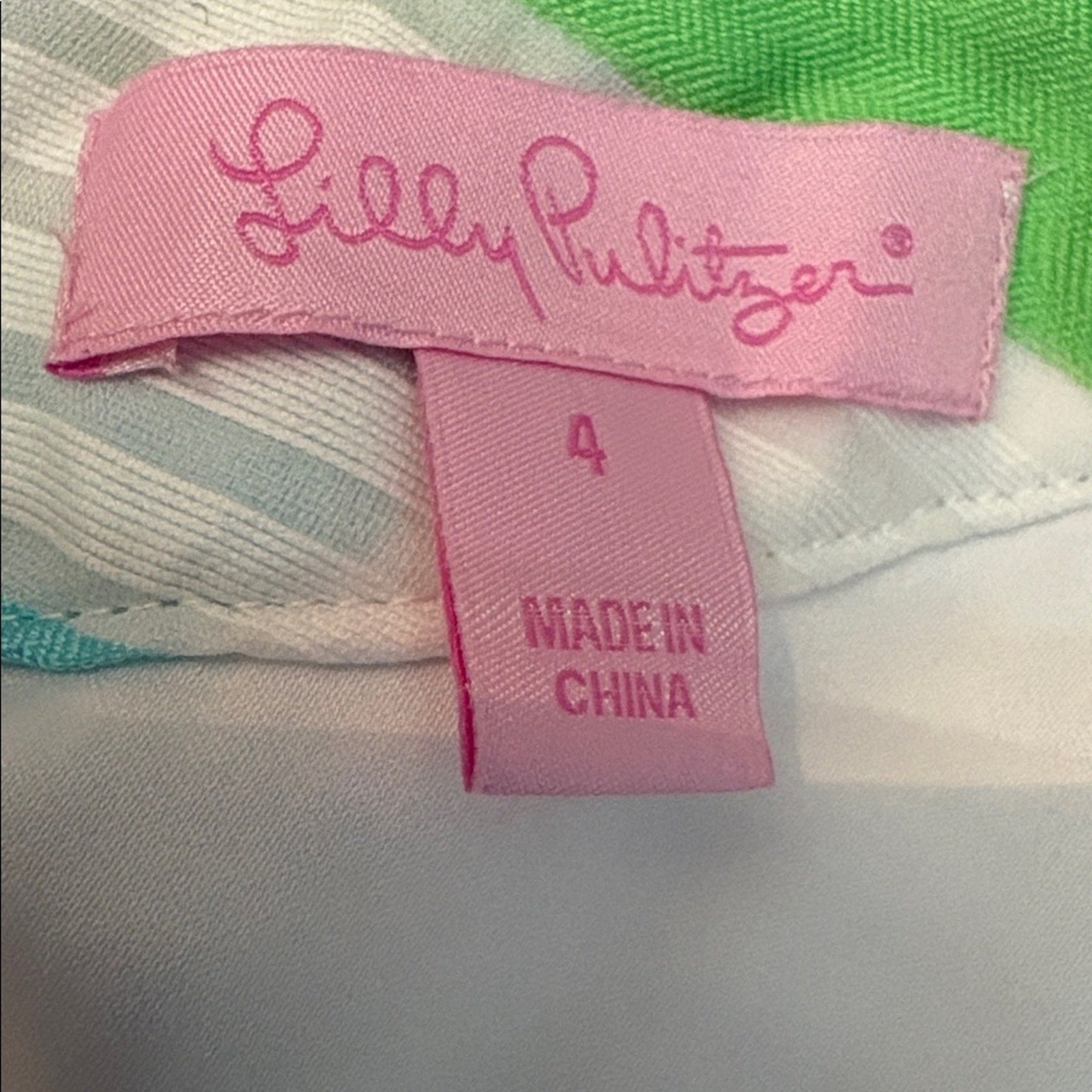 Lilly Pulitzer Henley Silk Blend Blue & Green Bow Striped Sheath Dress - size 4