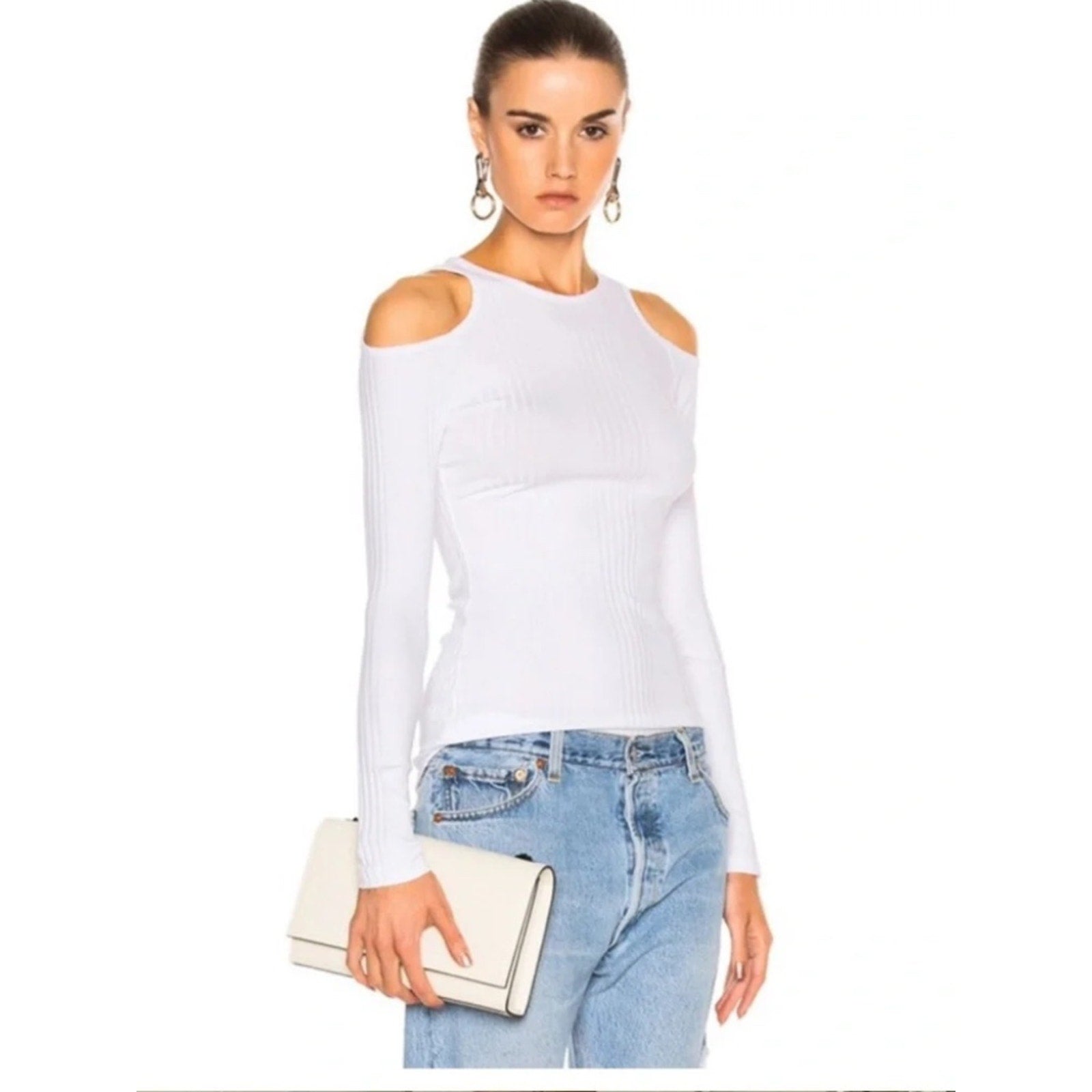FRAME Variegated Cut Out Long Sleeve Top - size Large