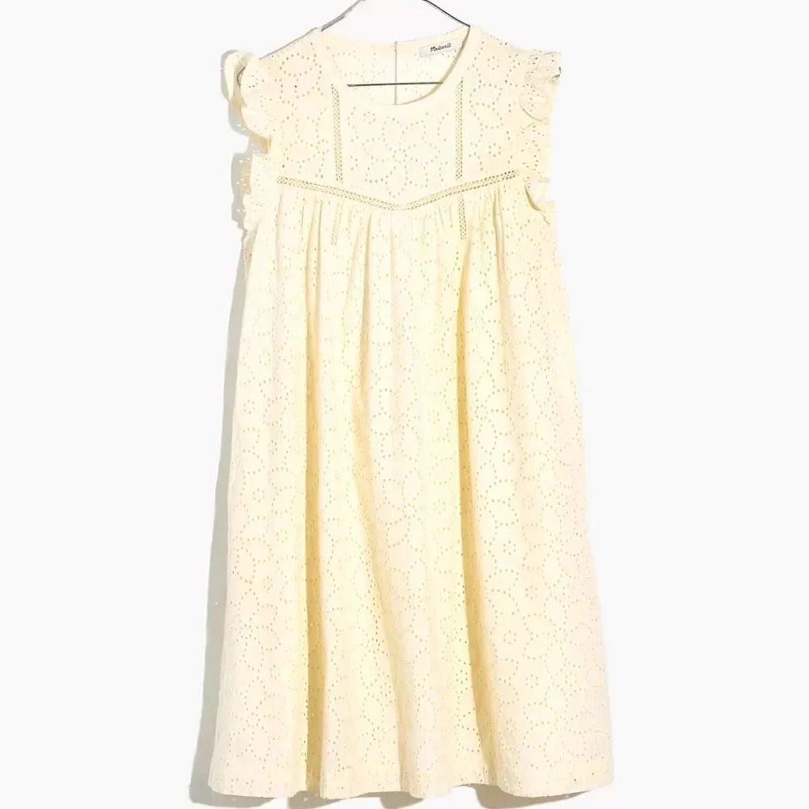 NWT Madewell Eyelet Ruffle-Sleeve Mini Dress - size M