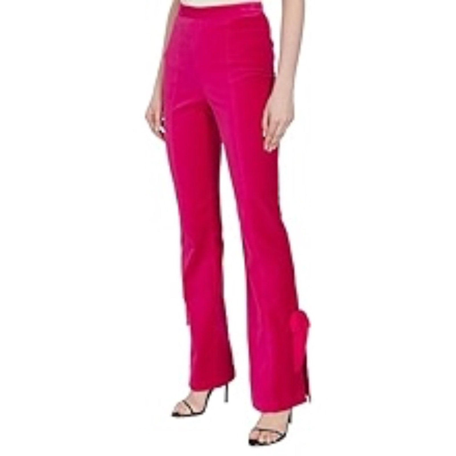 NWT Cinq A Sept Women Pants Lou Pink Tie Velveteen Berry Red Bow - size 0