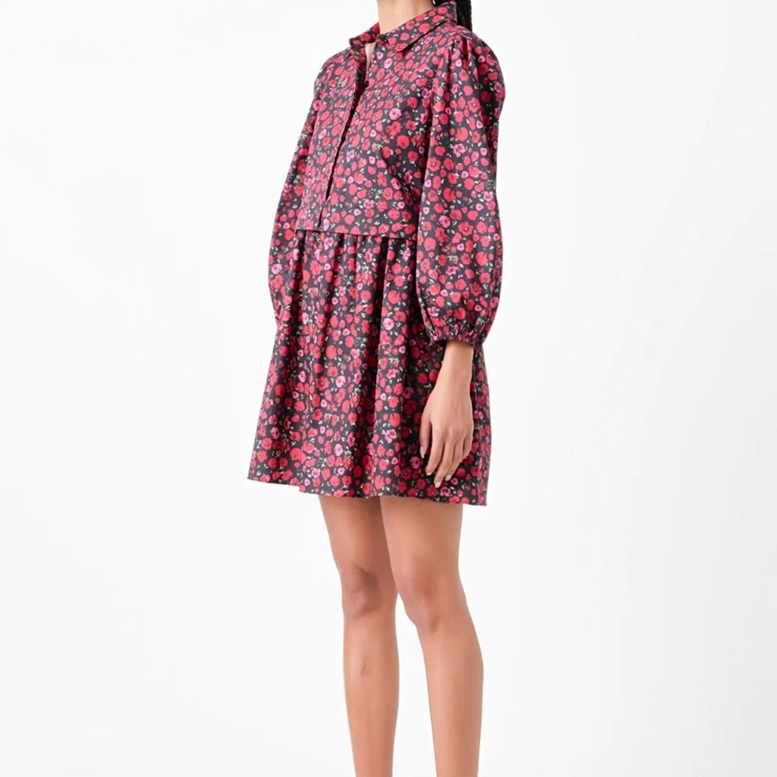 ENGLISH FACTORY FLORAL SHIRT MINI DRESS - size XS