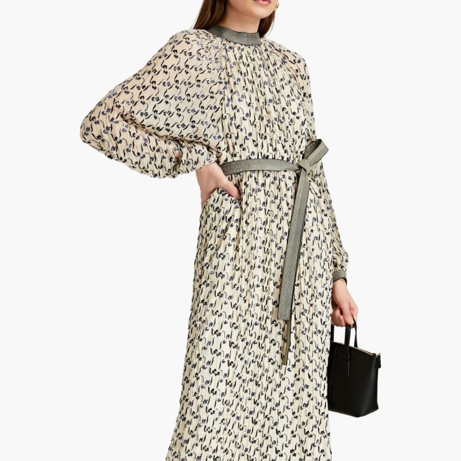 TORY BURCH Belted devoré-velvet maxi dress - size 2